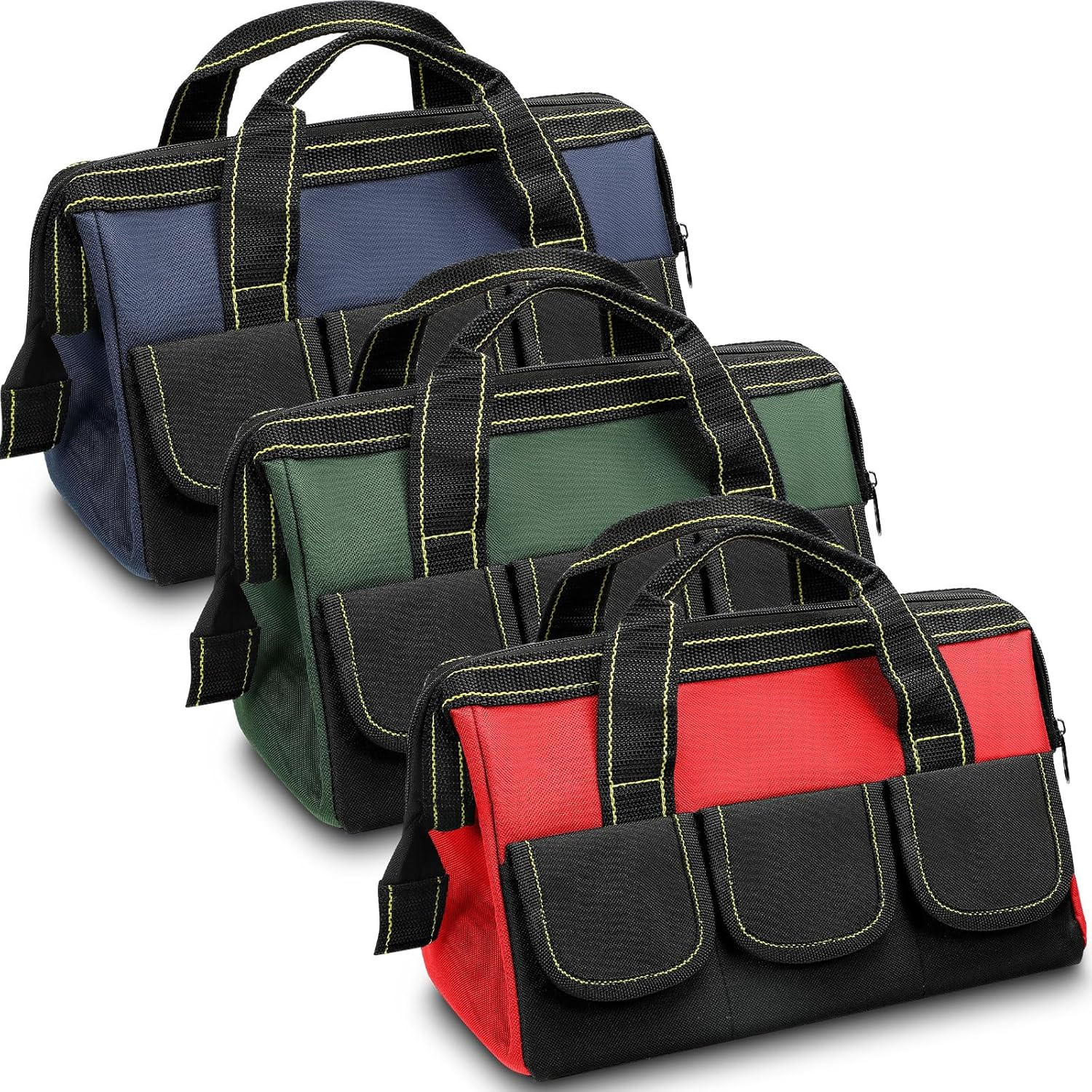 3 Pack Tool Bag 16″ Waterproof Hard Bottom Heavy Duty Electrician Tote