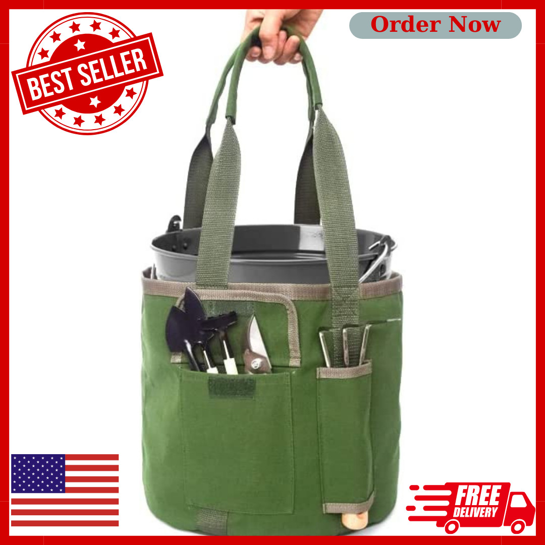 Garden Tools Bucket Bag,Gardening Organizer Tote for 5 Gallon Buckets with Pocke