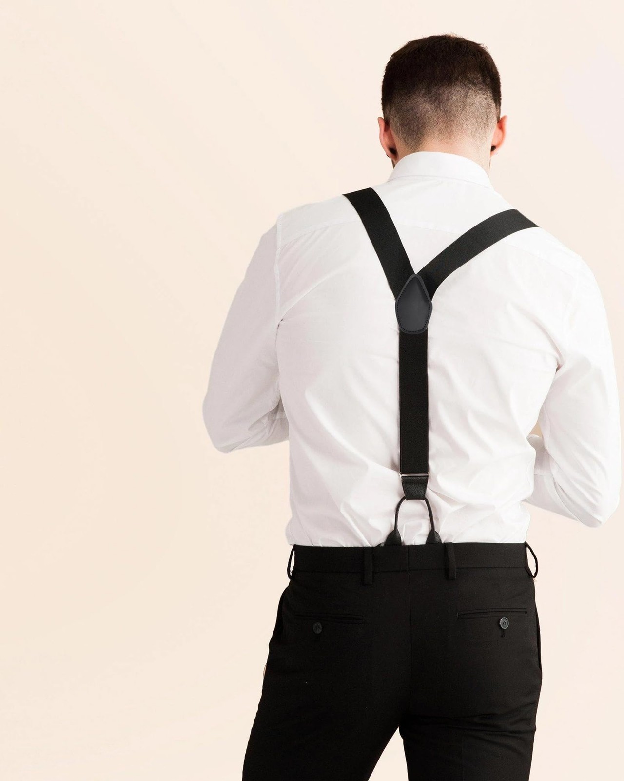 Kajeer Mens Adjustable Button End Suspenders – Y-Back Elastic One Size, Black