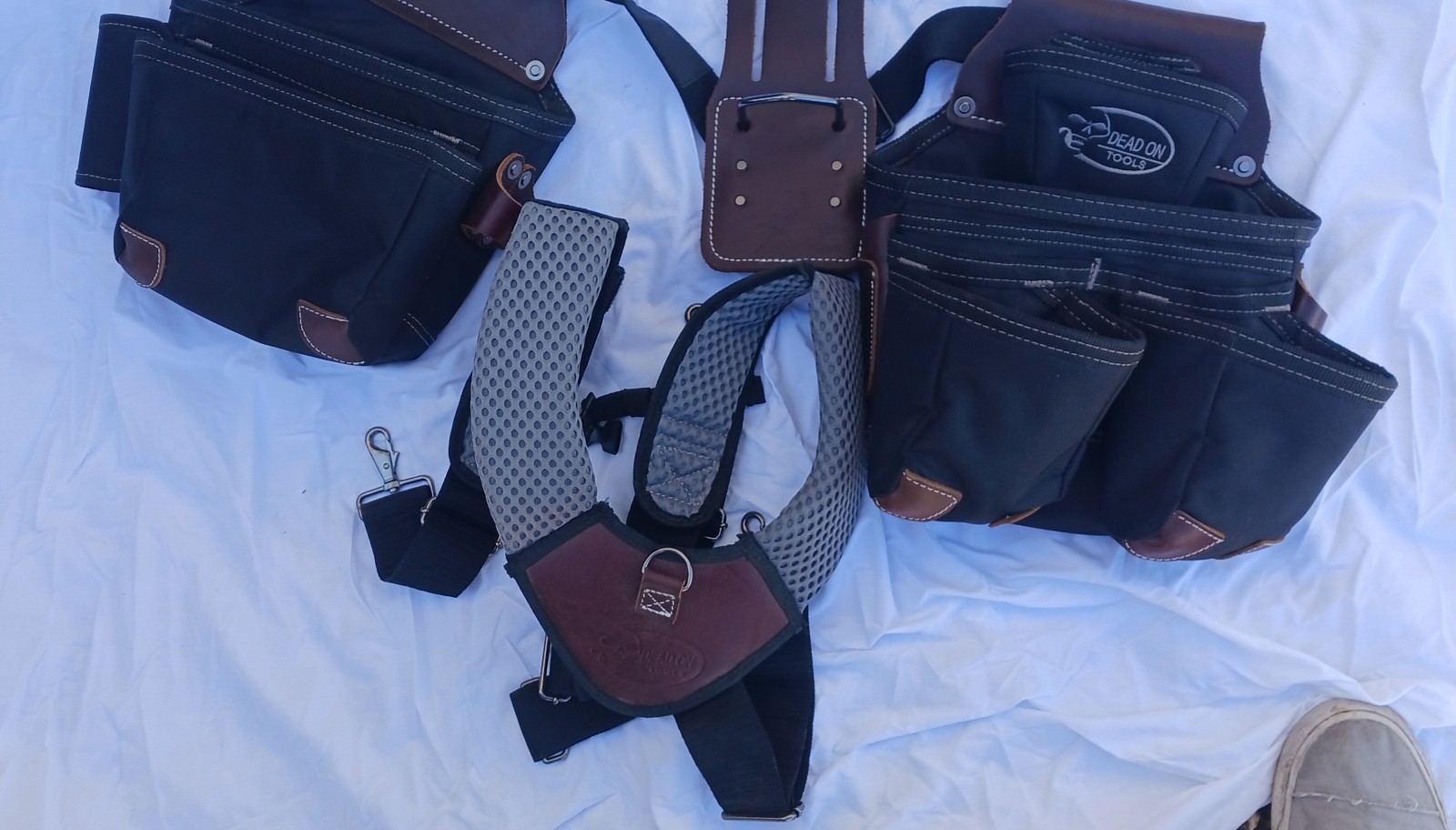 Dead On Tools DO-HSR Leather Hybrid Tool Belt w/ Suspender Water Resistant Black