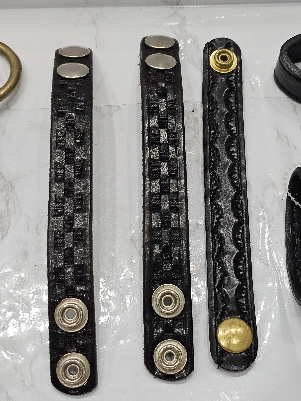Vintage Tool Holster Leather Button Holster Pattern Key Brass Ring Duty Belt Lot