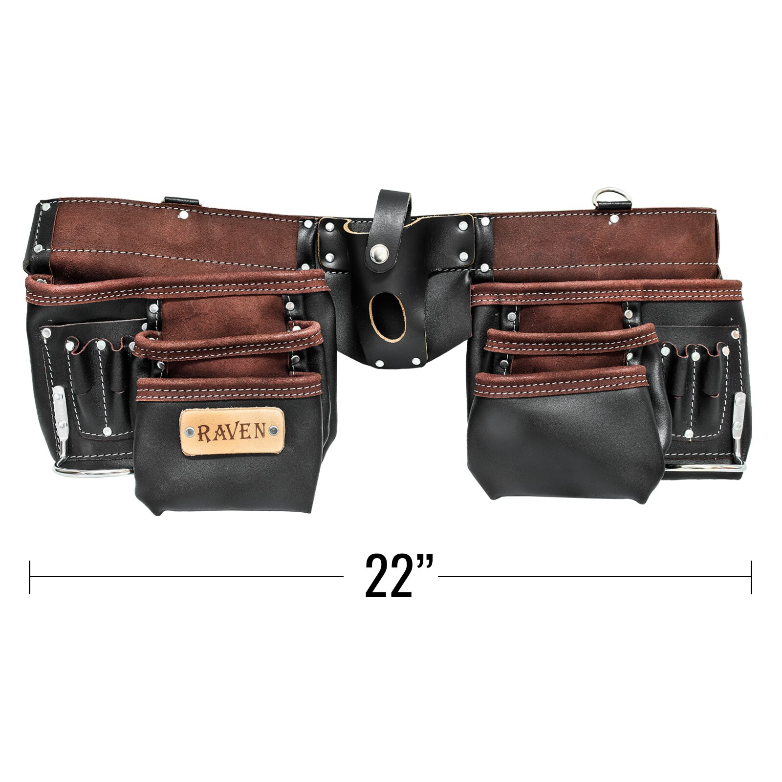 ToolTreaux 13 Pocket Oil Tanned Leather Tool Belt with 2 Hammer Loops, Brown