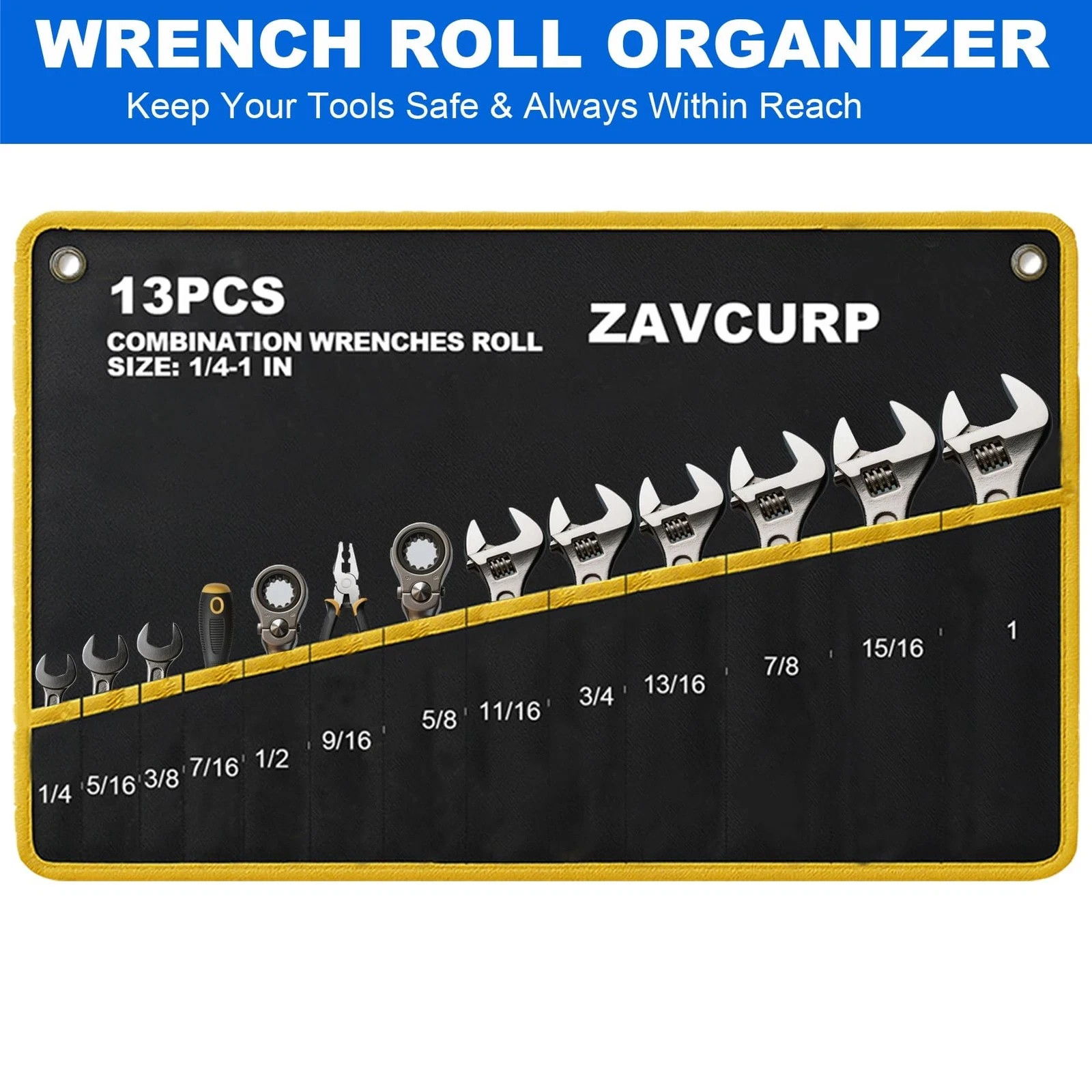 2PCS Wrench Roll Up Pouch Wrench Organizer Roll Up Tool Roll Up Bag Heavy