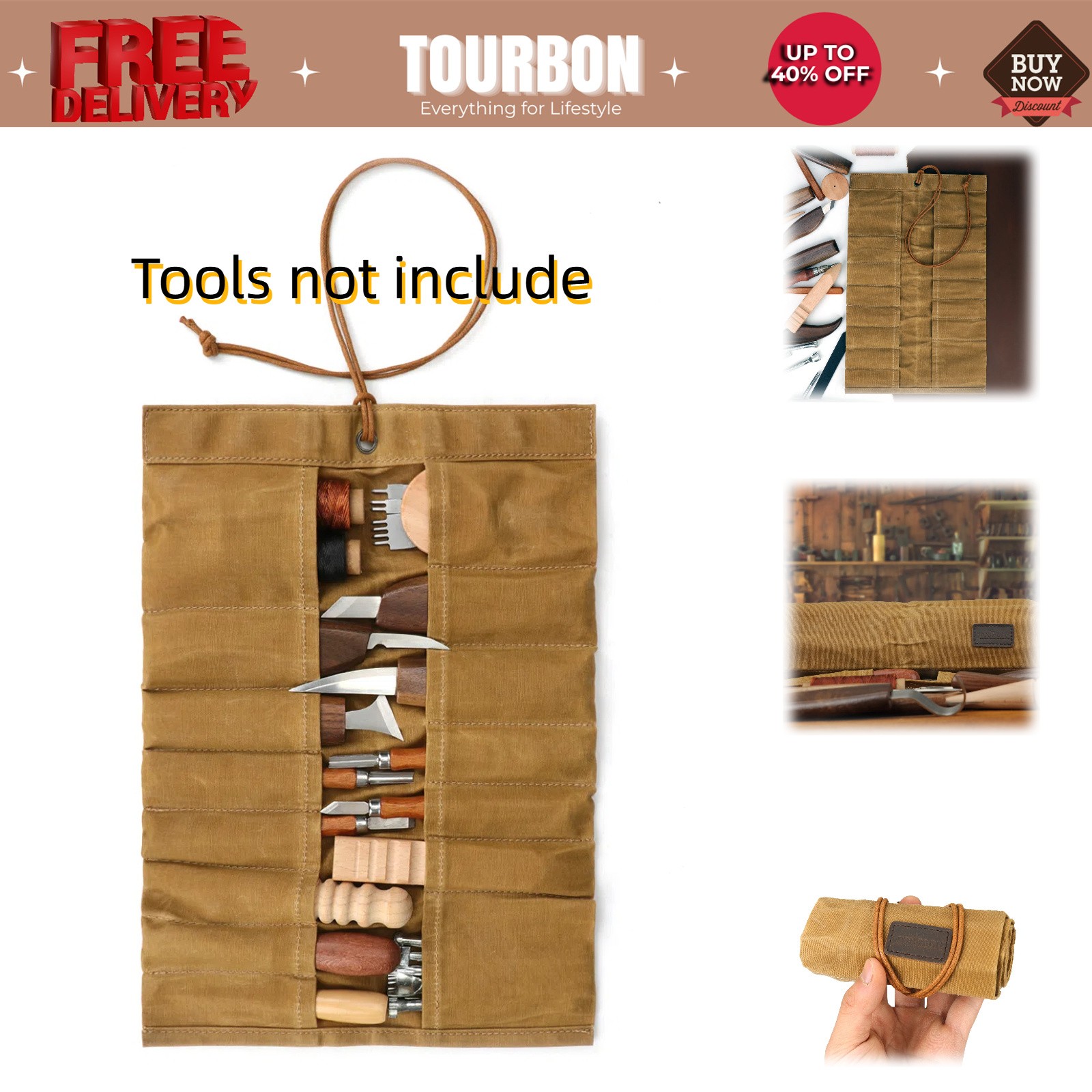 Roll up Canvas Tools Carry Holder Carving Knife Bag Handy Pouch Pockets
