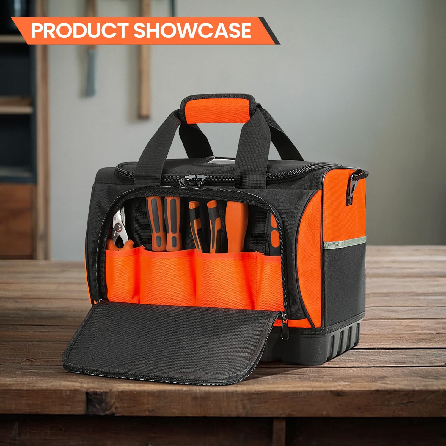 Tool Bag, Large Tool Organizer Bag with 18 Pockets,15.7x 11.4x 9.8 inch, Heav…