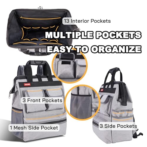 Backpack Tool Bag With Padded Back Support Heavy Duty Kit Carrier Storage Bags