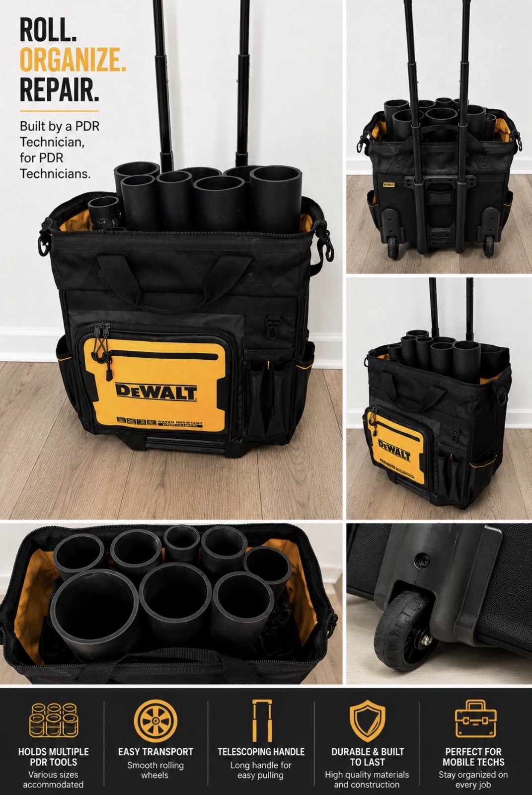 Portable Rolling PDR Tool Organizer | Handmade Paintless Dent Repair Tool Carrie