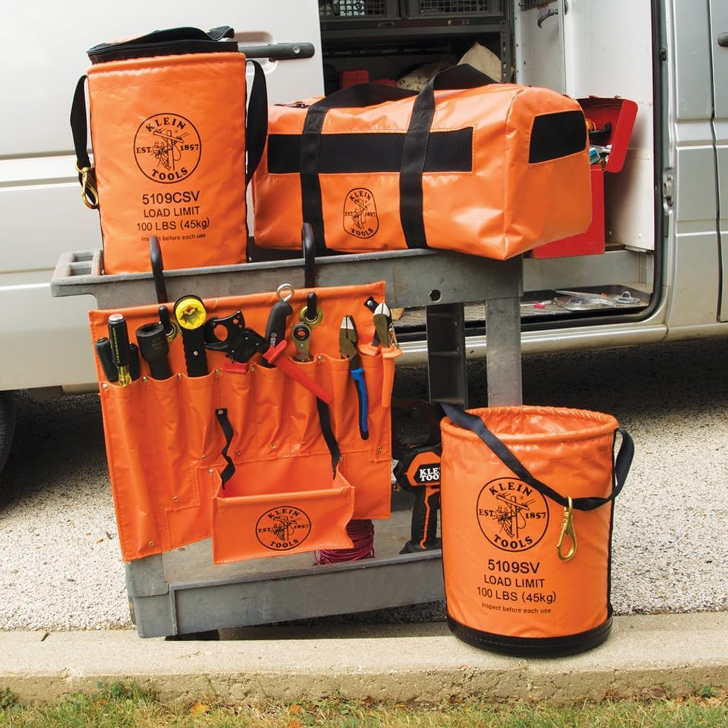 5109CSV Tool Bucket, Top Closing Vinyl Lineman Bucket with Swivel Snap and We…