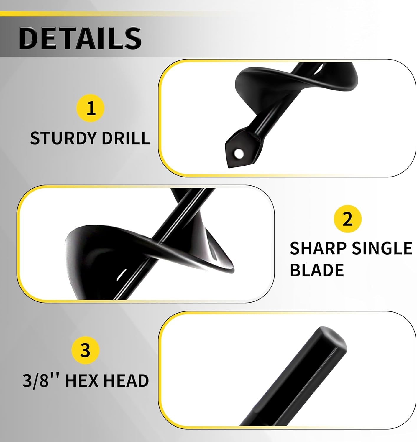 Cordless Drill Auger 1.6×16.5 Inch Plant Bulb Planter Tool 3/8 Hex