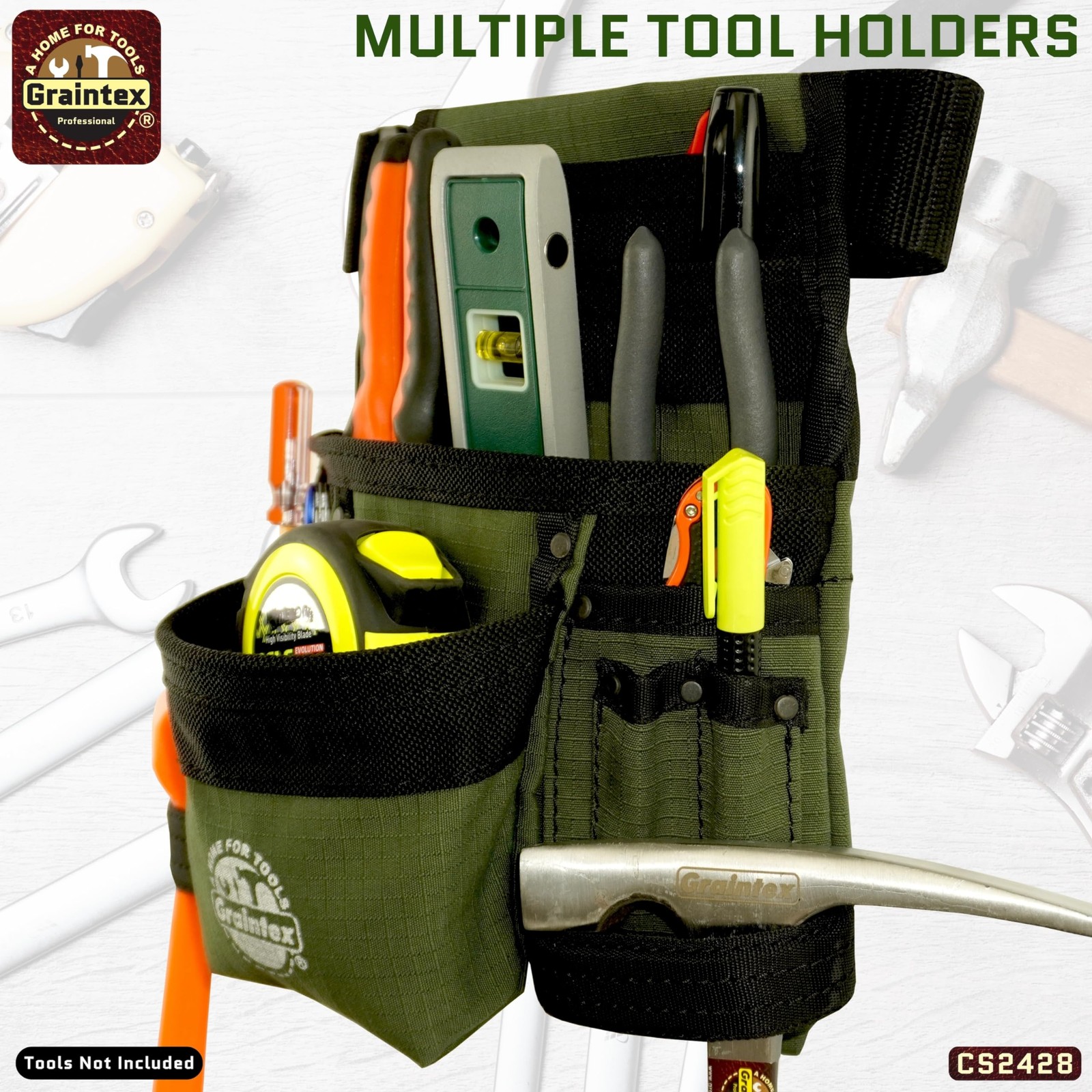 Graintex 10 Pocket Finisher Canvas Tool Pouch Hunter Green 2 Webbing Belt