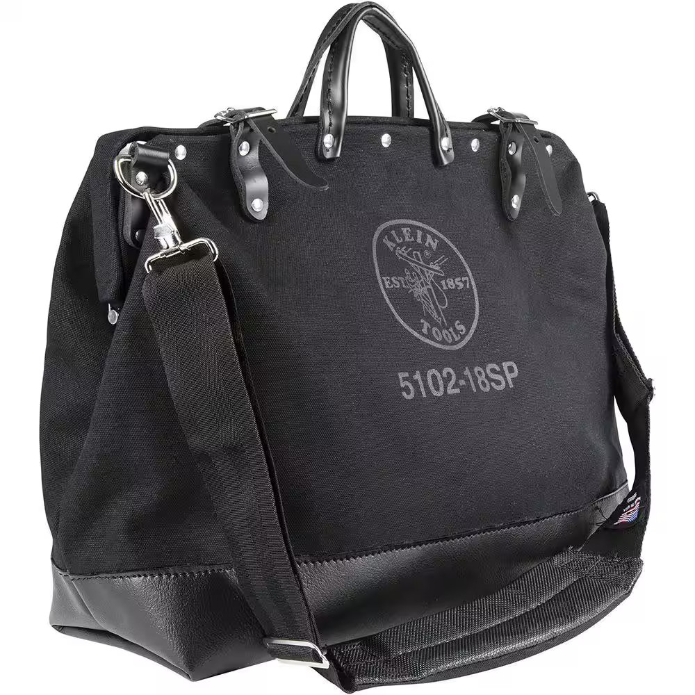 Deluxe Tool Bag, Black Canvas, 13 Pockets, 18-Inch