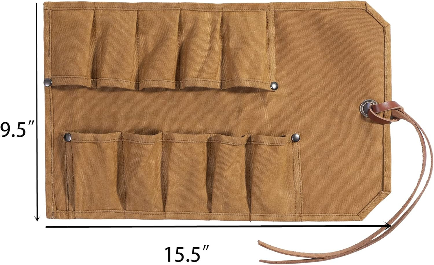 Tool Roll, Heavy Duty Waxed Canvas Small Tool Bag Tool Pouch for Chisels, Hammer