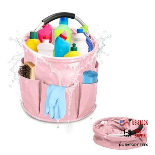 Cleaning Caddy for Cleaning Supplies, 17L Cleaning Supply Caddy with Pink