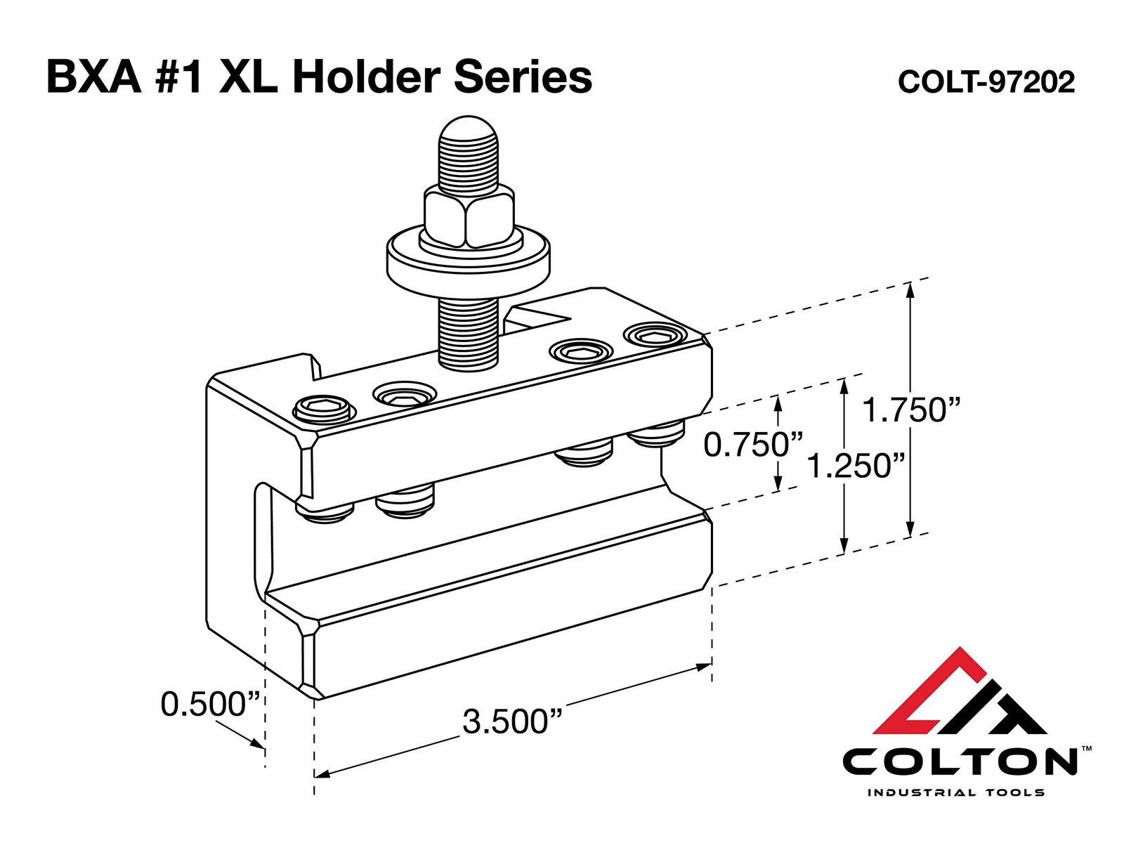 Colton Industrial Tools BXA #1 XL Quick Change Tool Holder 250-201XL ZiN Coated