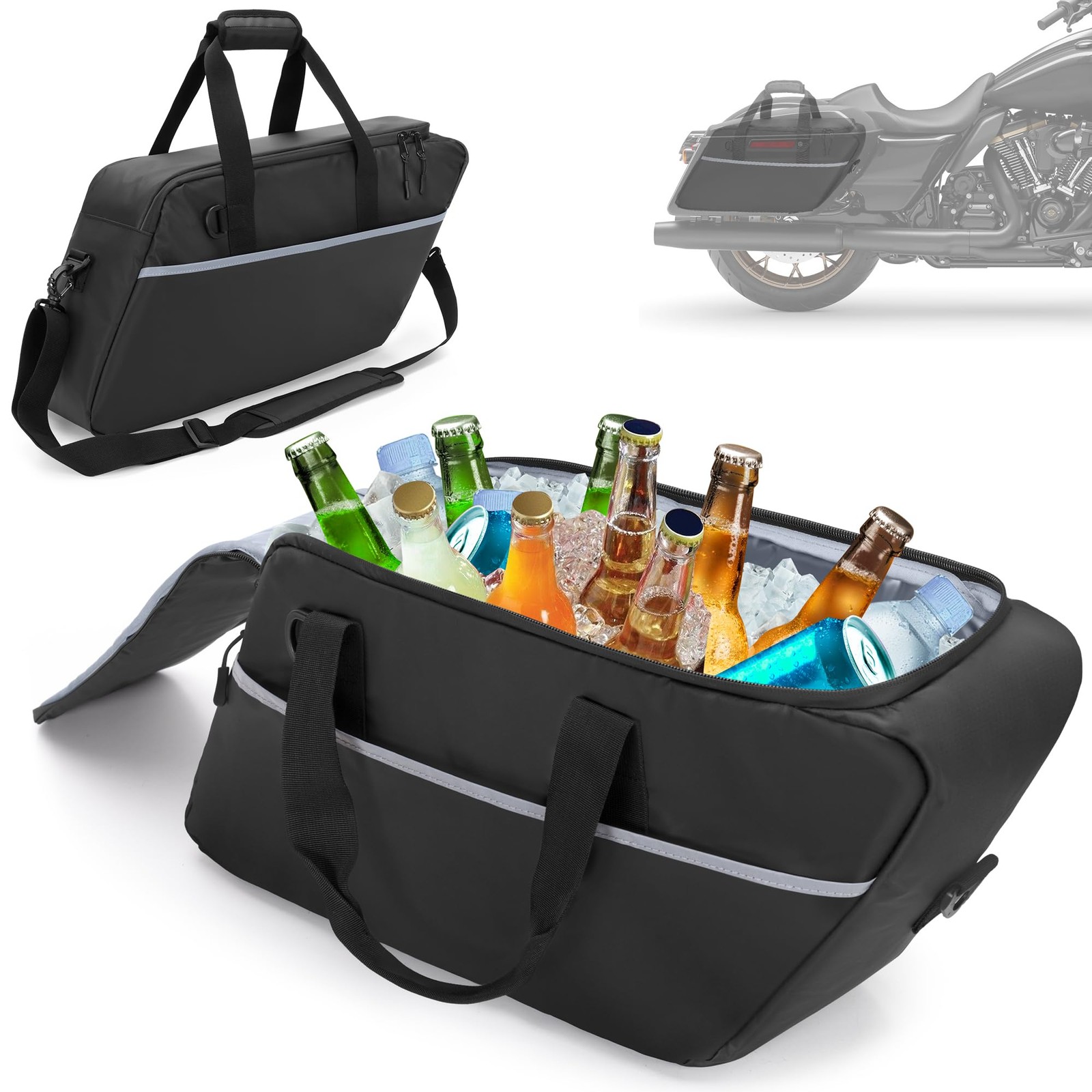 Leakproof Motorcycle Saddlebag Cooler Bag, Insulated Saddle Bag Insert Cooler…