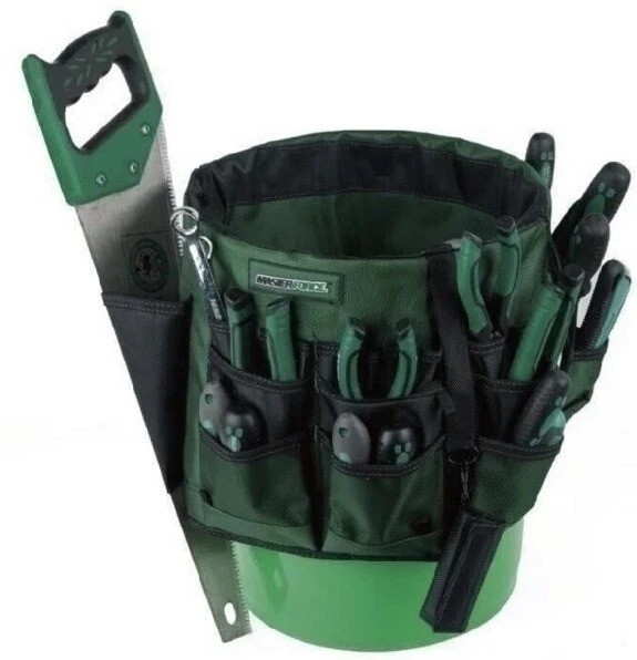 Masterforce Green & Black Bucket Tool Organizer 5-Gallon Heavy-Duty 1680 Denier