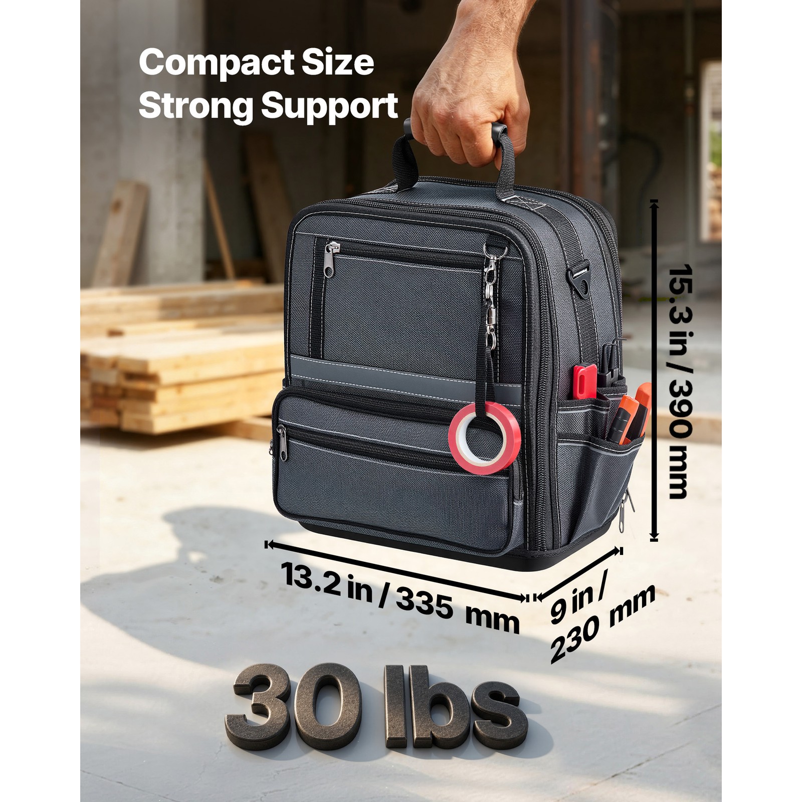 Uimoso 13.2-Inch Tool Bag with 34 Pockets and Durable Base for Easy Organization