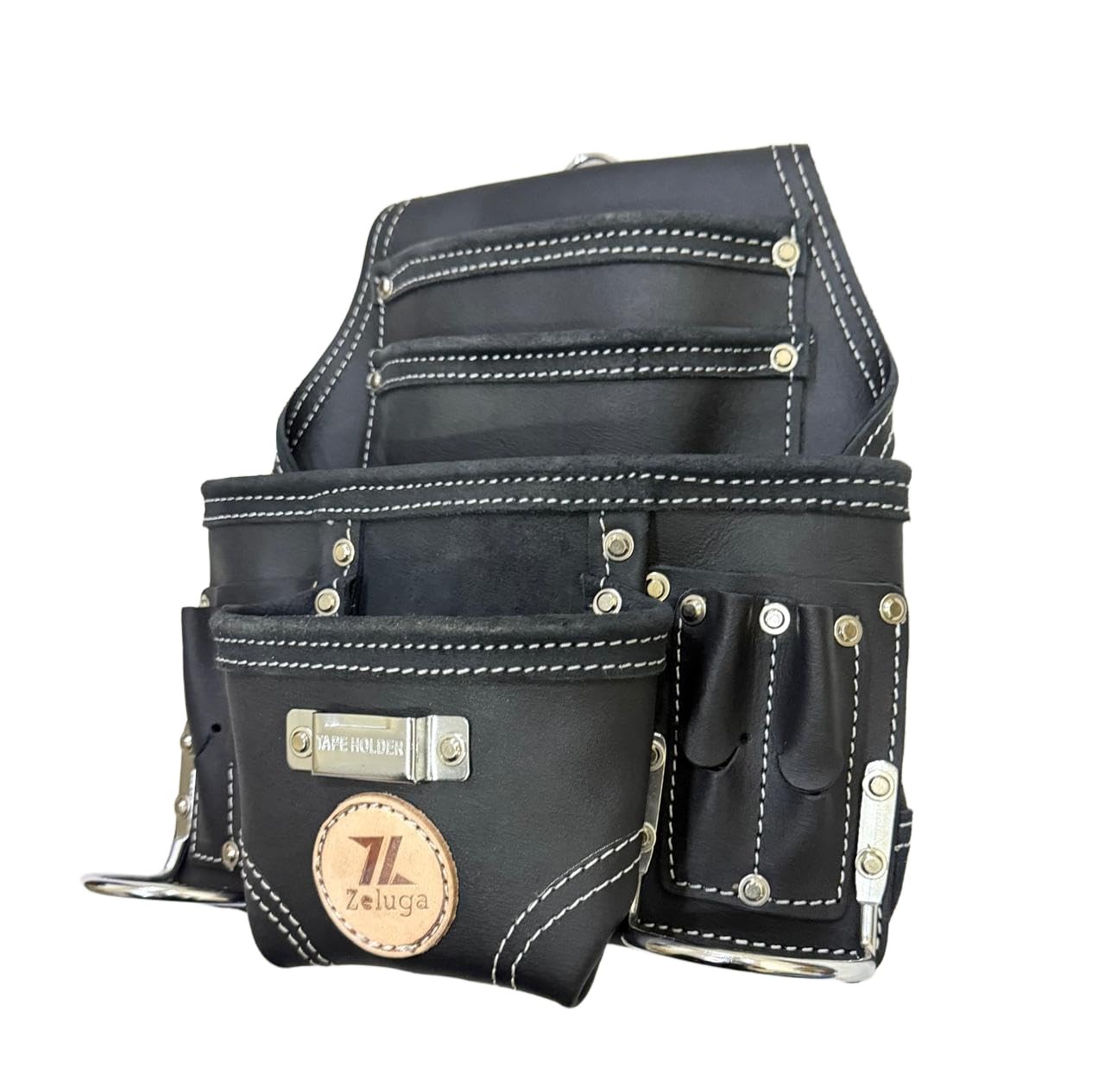 Zeluga 20-117 10 Pocket Rigger Heavy Duty Leather Tool Bag Black