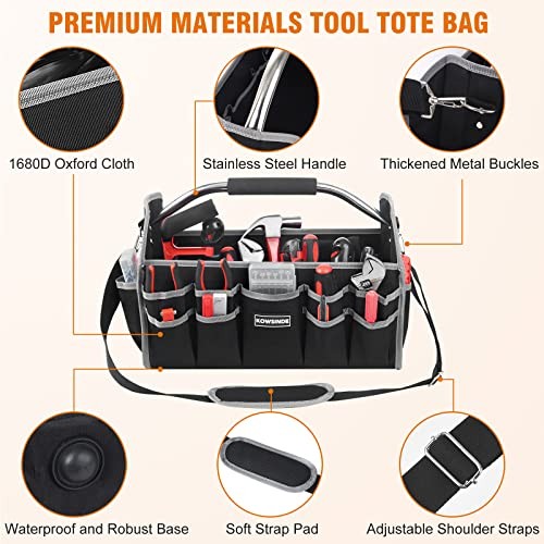 Kowsinde 16 Inch Tool Bag, Electrician Tool Bag, Open Top Tool Bags, 26 Grey