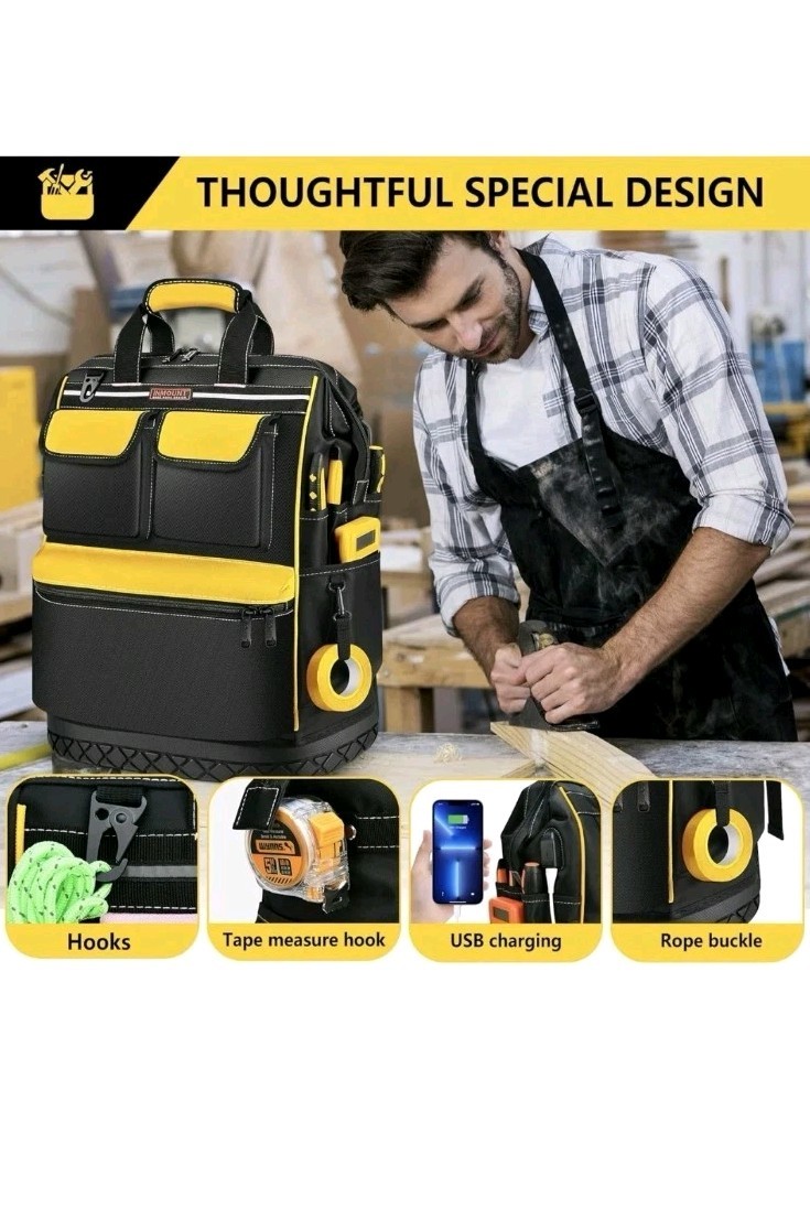 Black/Yellow LOKASS Tool Bag Backpack Brand New!