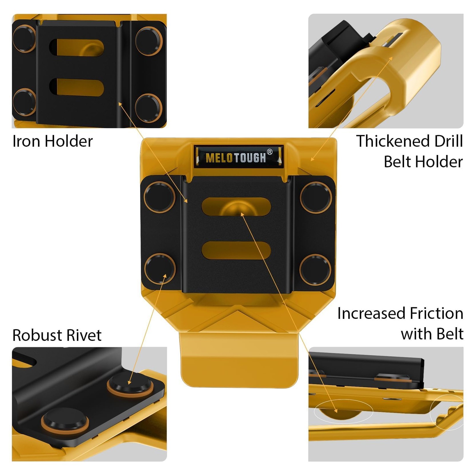 MELOTOUGH Drill Belt Clip,Drill Holder for Tool Belt,Measuring Tape Holder for