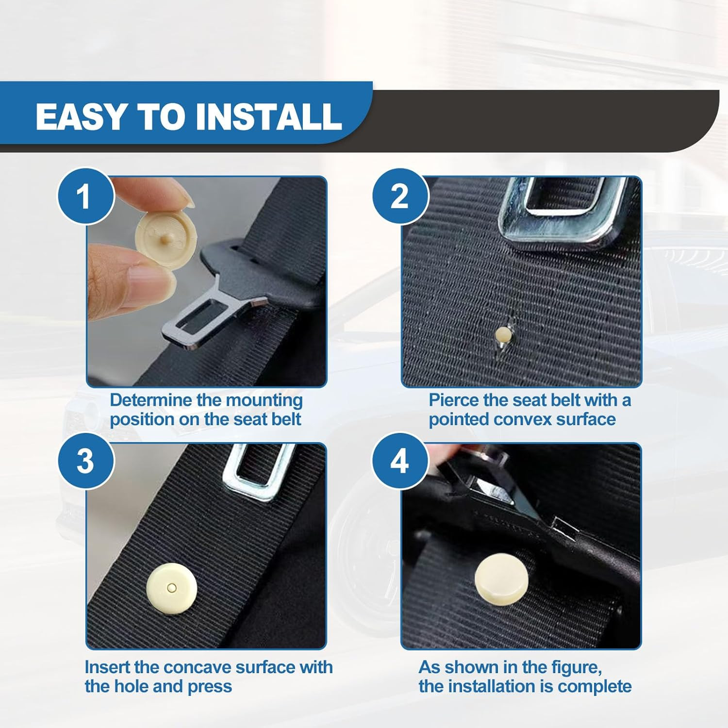 Universal Fit Safety Belt Stopper Kit – 5 Sets, Beige Plastic Buckle Stopper