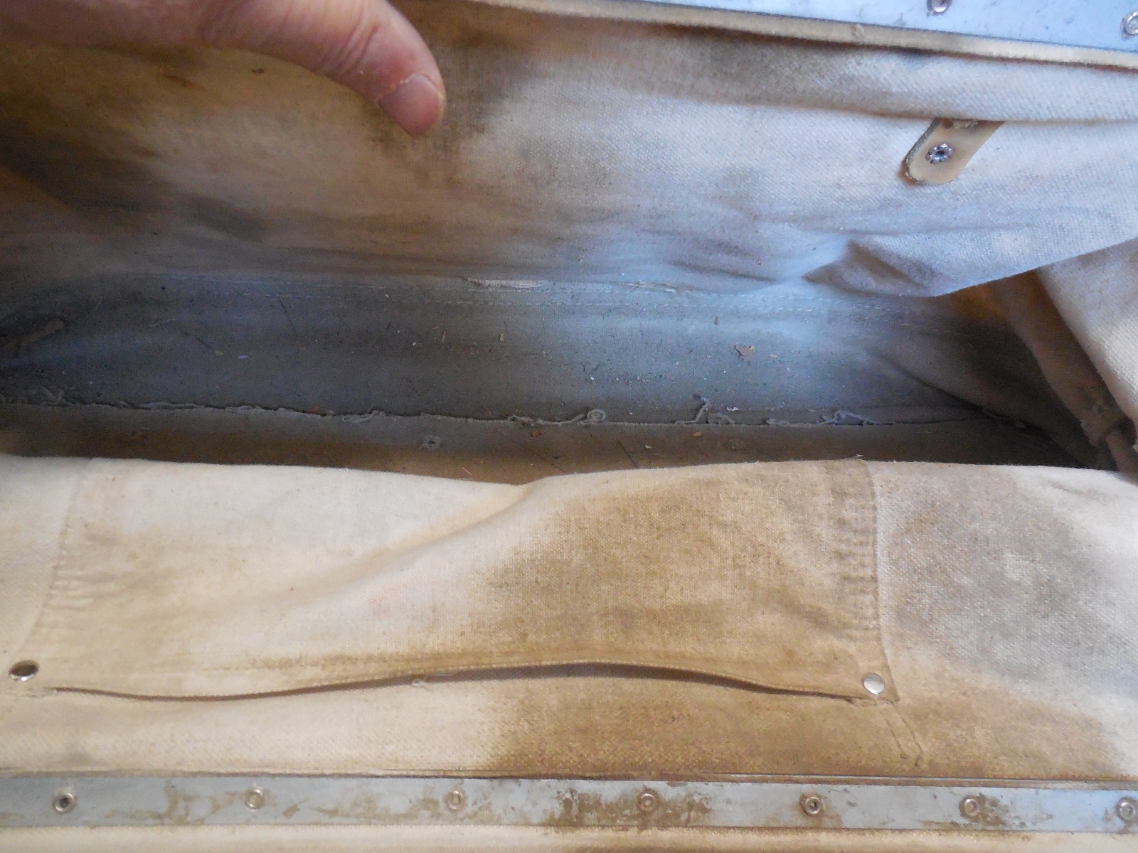 Vintage Canvas – Leather Wide Mouth Tool Bag Mason Carpenters bag 24″ X 12″ X 8″