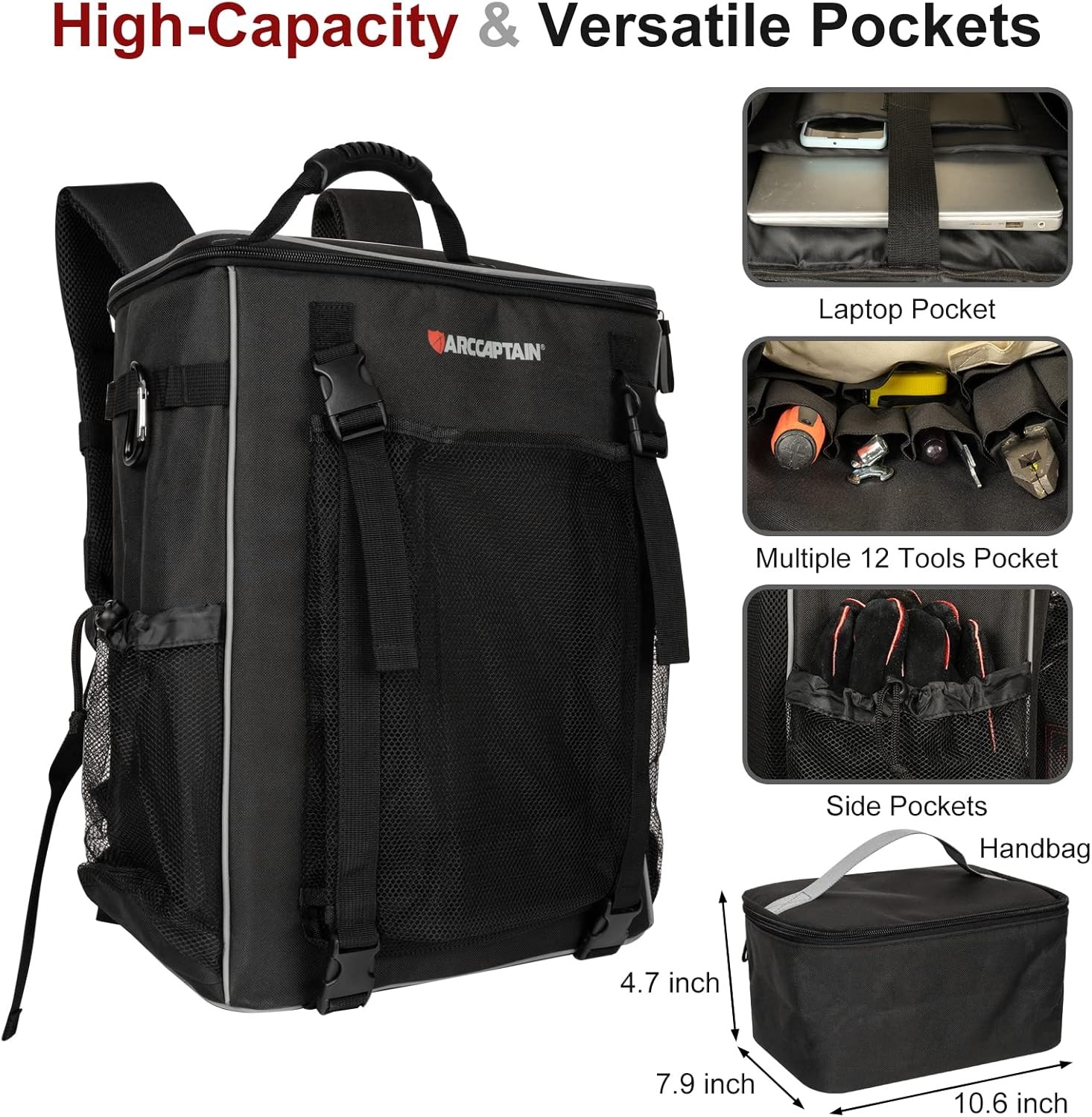 Multipurpose Backpack ARCCAPTAIN Welding Laptop Tactical Tool Light