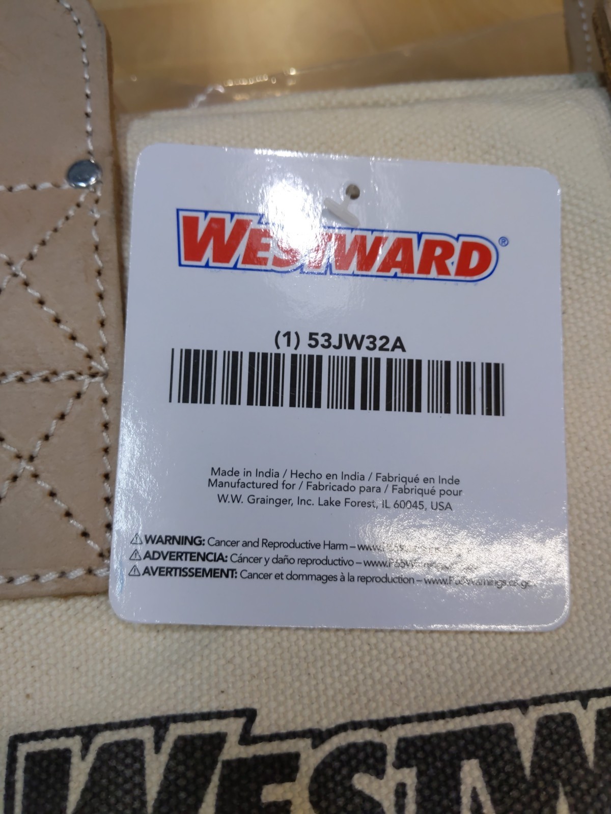 Westward 20 In. Heavy Duty Canvas Tool Bag w/ Leather Bottom New NWT Grainger