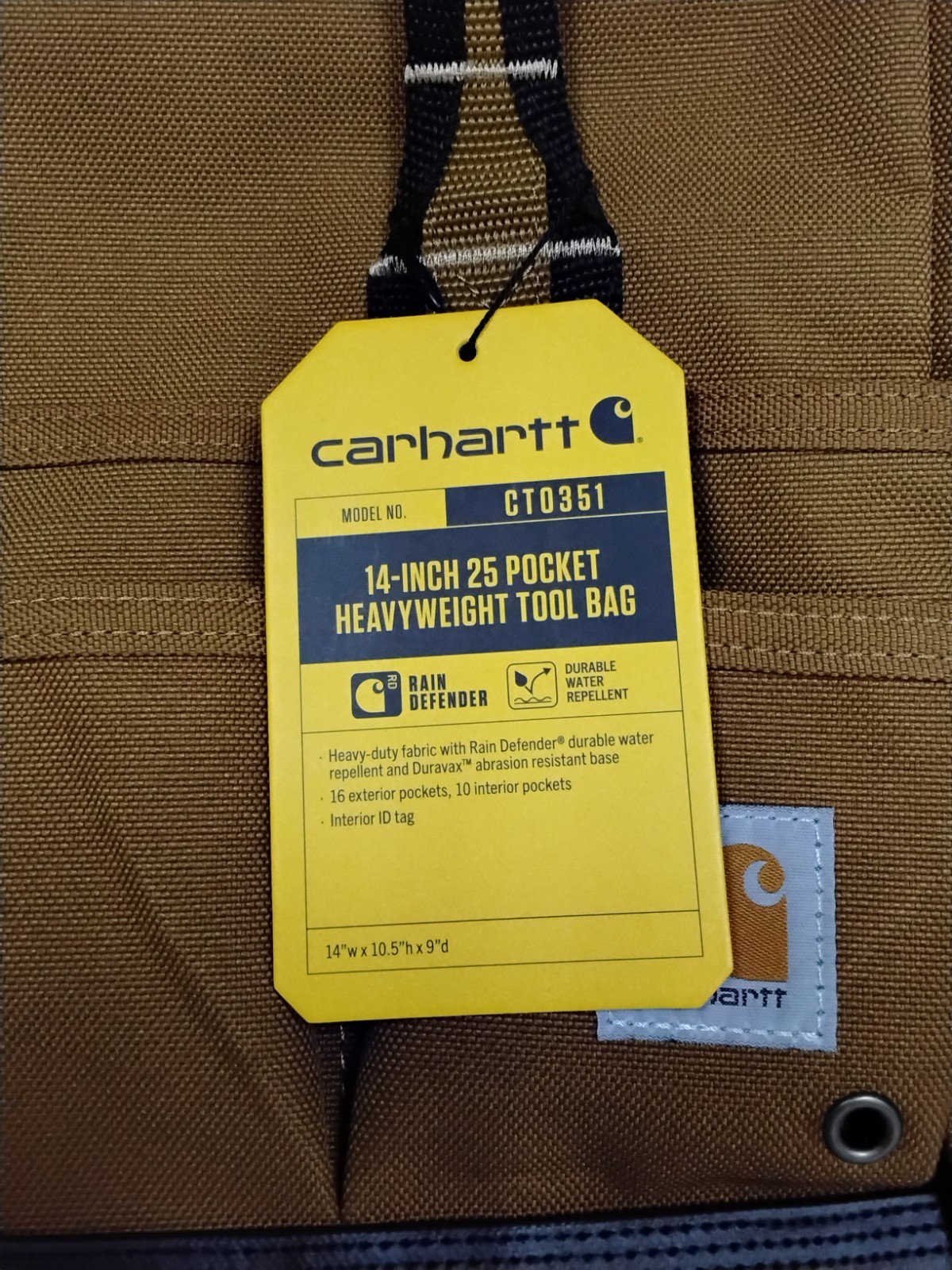 Brand New! Carhartt 14 Inch Heavyweight Tool Bag, Brown with 26 Pockets, NWT