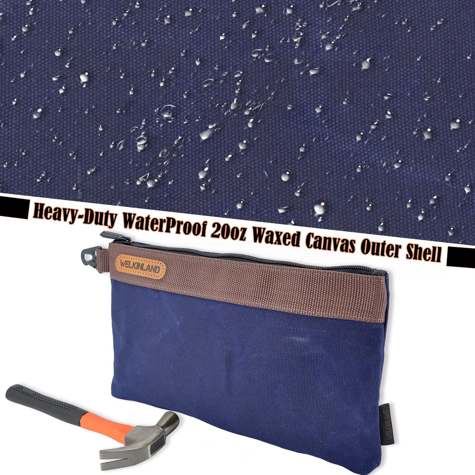 WELKINLAND Heavy-Duty Canvas Tool Pouch – 4PCS, 12″ Waxed Canvas Zipper Tool …