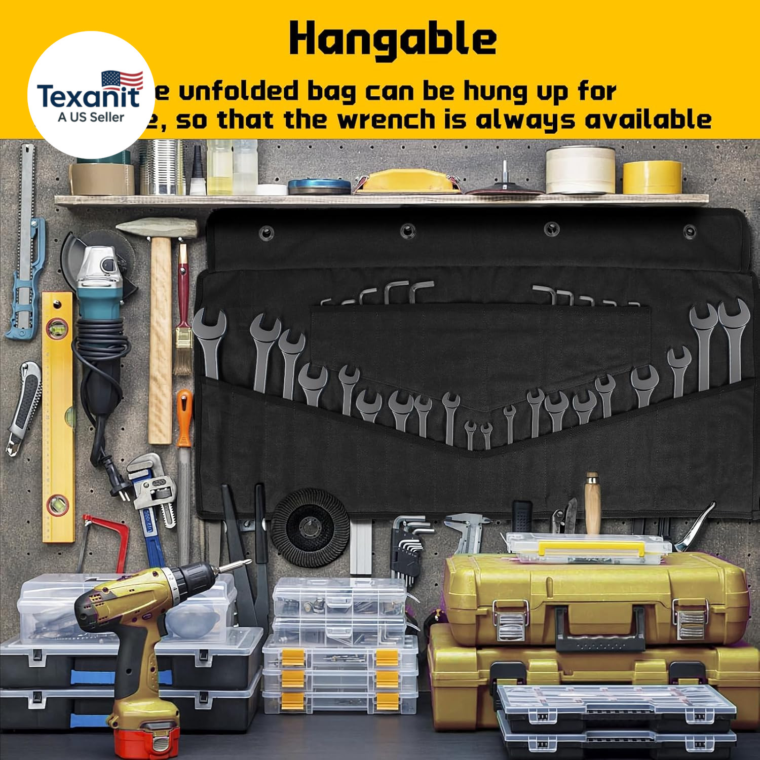 Wrench Roll 32 Pockets, Heavy-Duty 16 Oz. Waxed Canvas Wrench Roll up Bag Holds
