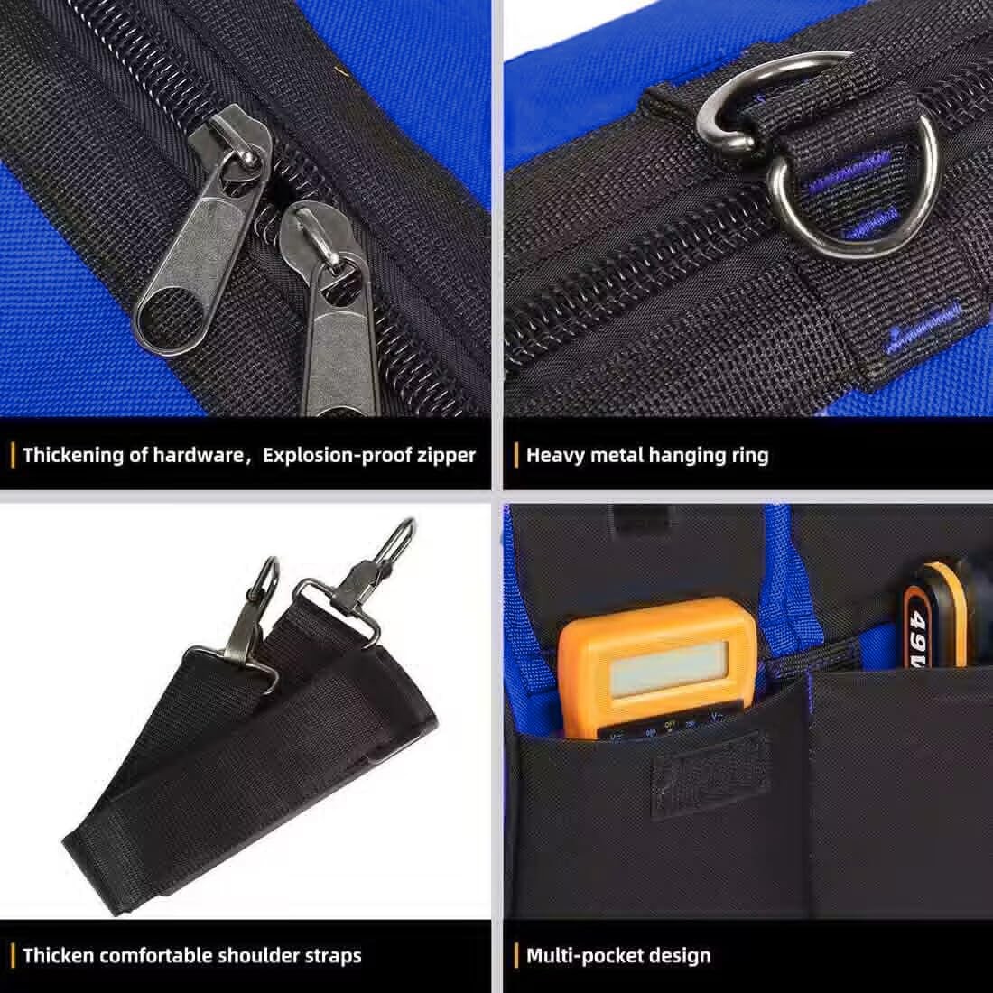 20 Inch Heavy Duty Wide Mouth Tool Bag Storage Carrier Organizer With Pockets
