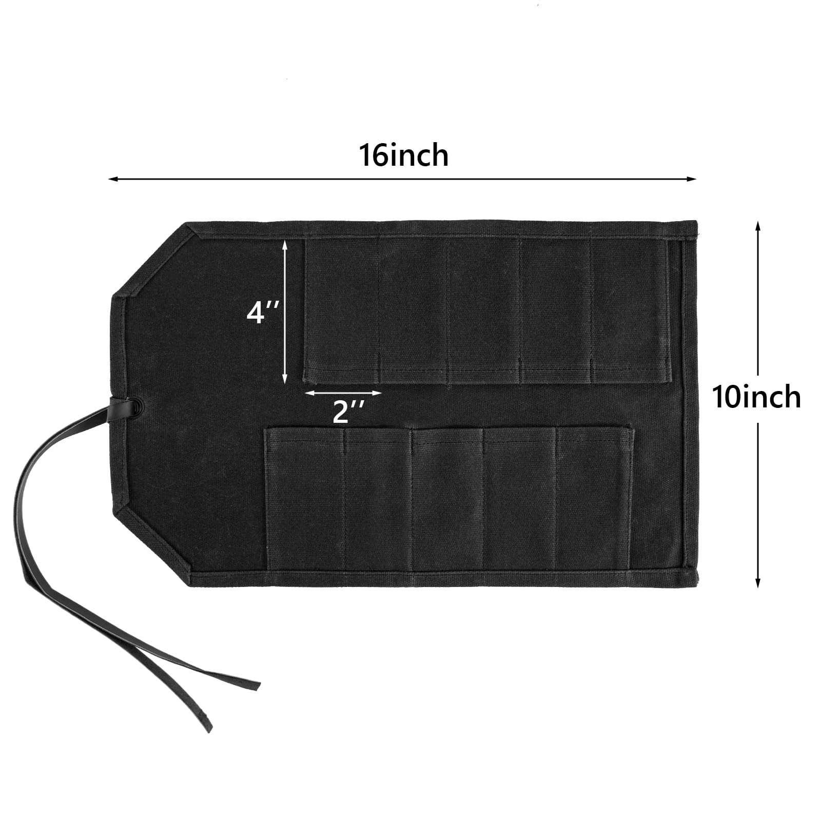 Tool Roll,10Slots Tool Roll up Pouch,Heavy Duty Waxed Canvas Tool Roll Bag,Chise
