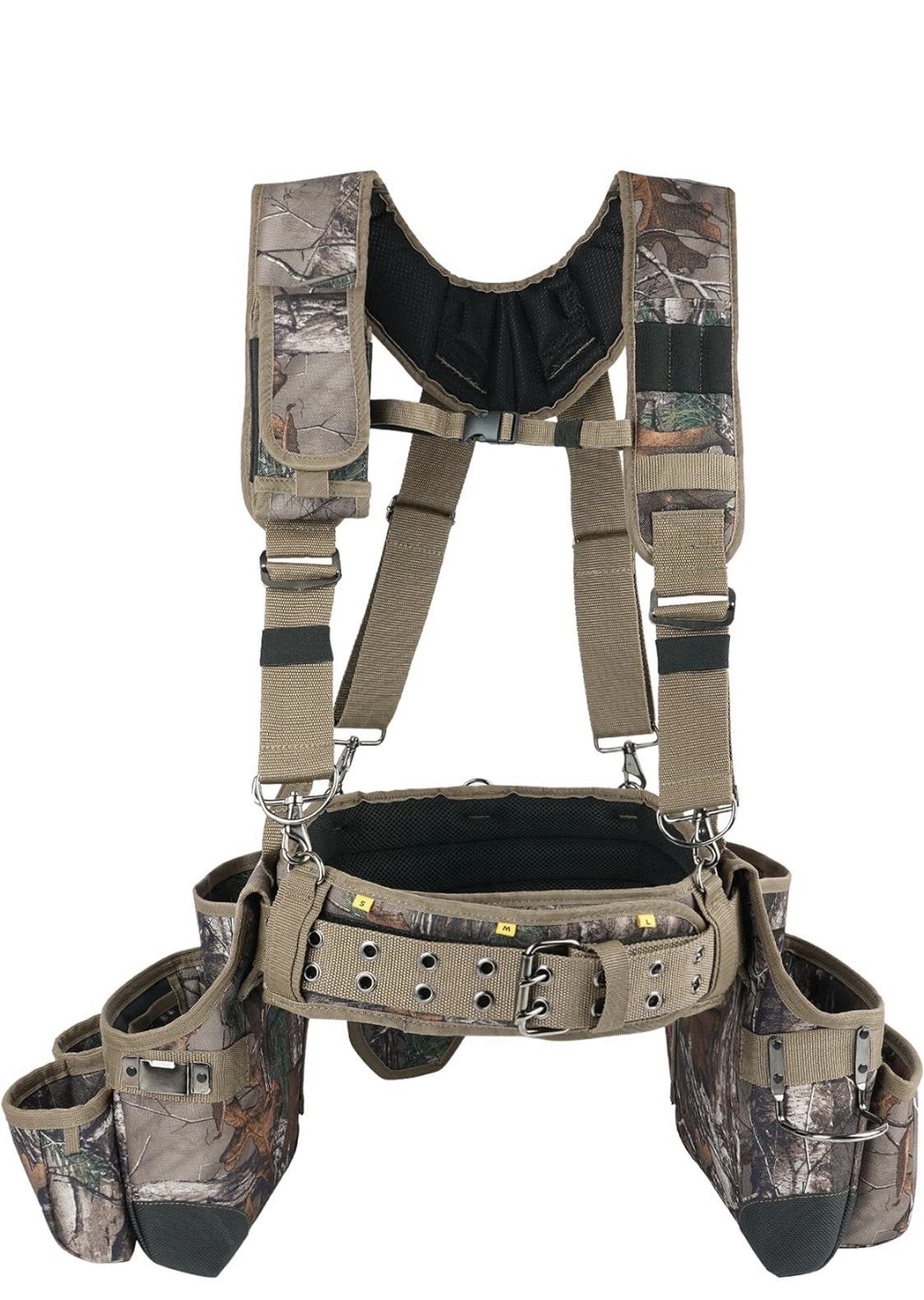 Heavy-Duty Camouflage Tool Belt with Suspenders W/22 Pockets M