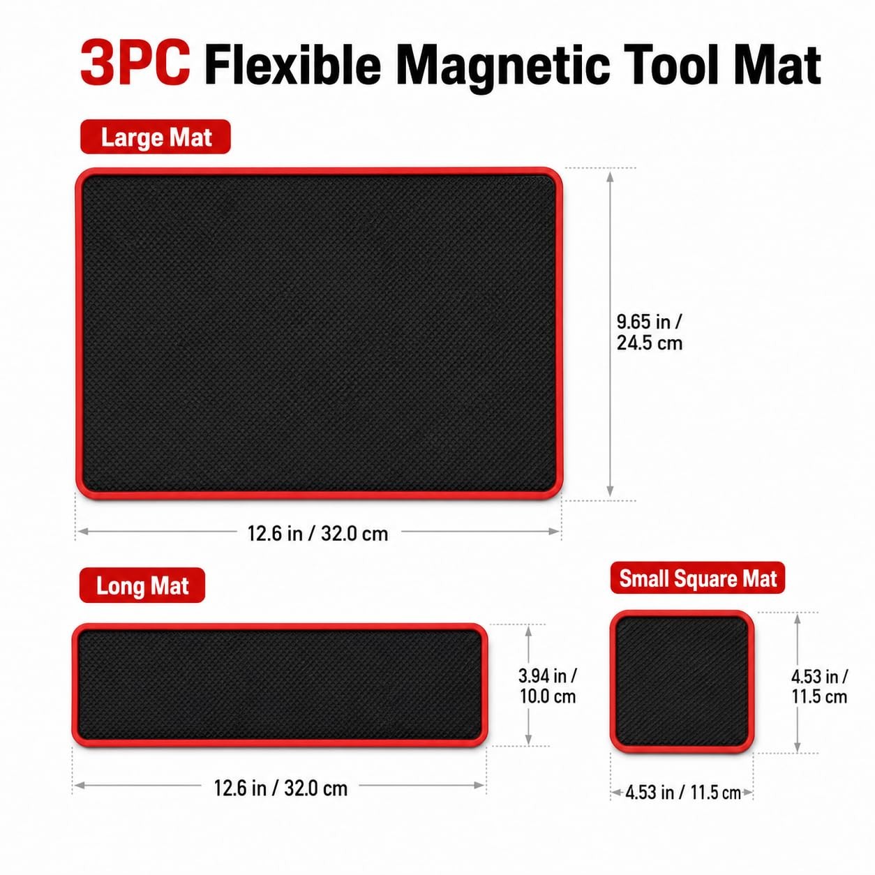 3 Sizes Magnetic Tool Mat Set Heavy Duty Flexible Car Repair Mechanic Tray