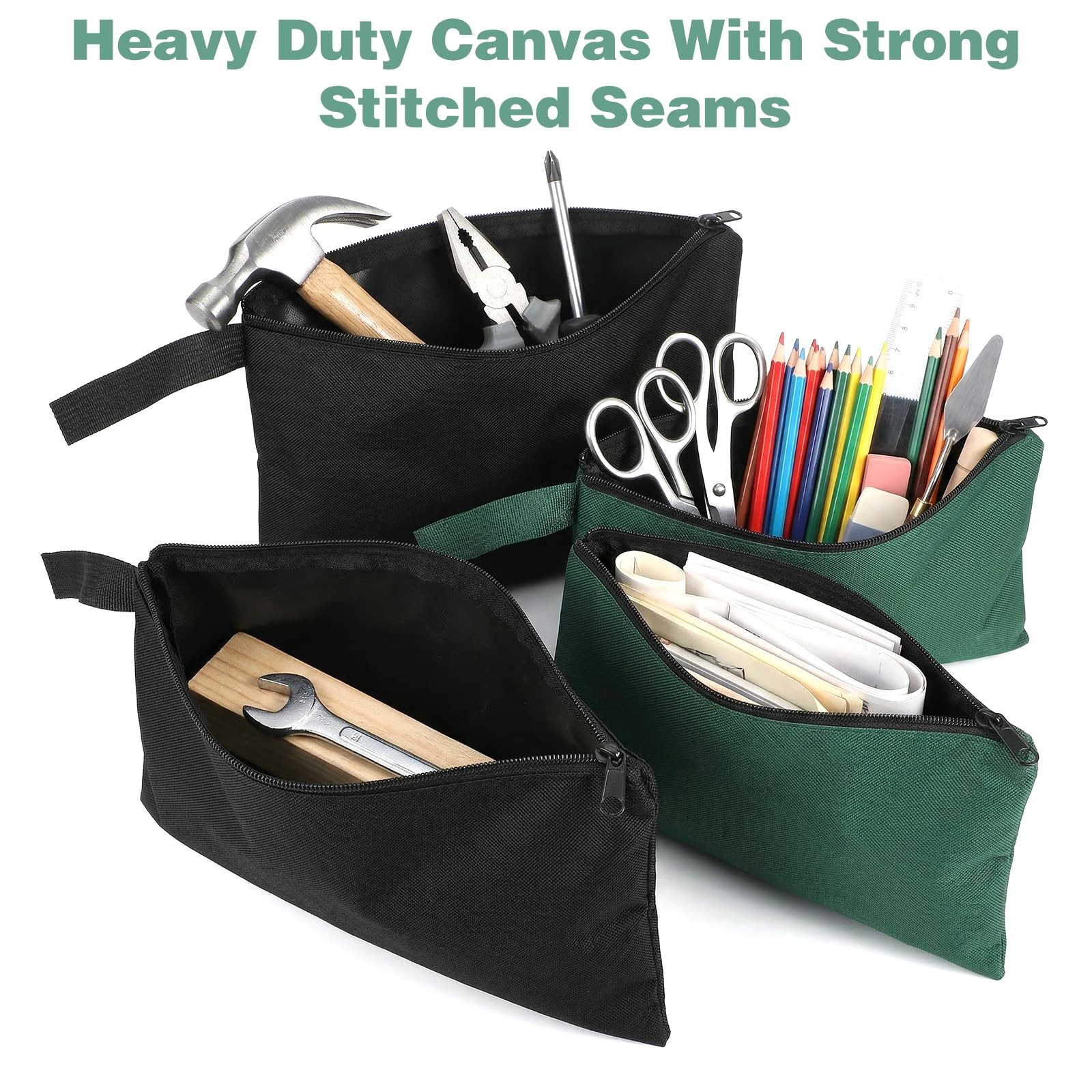 10 PCS Tool Pouches with Zipper, 11.8×6.6 Inch Canvas Tool Pouch Bulk Canvas …