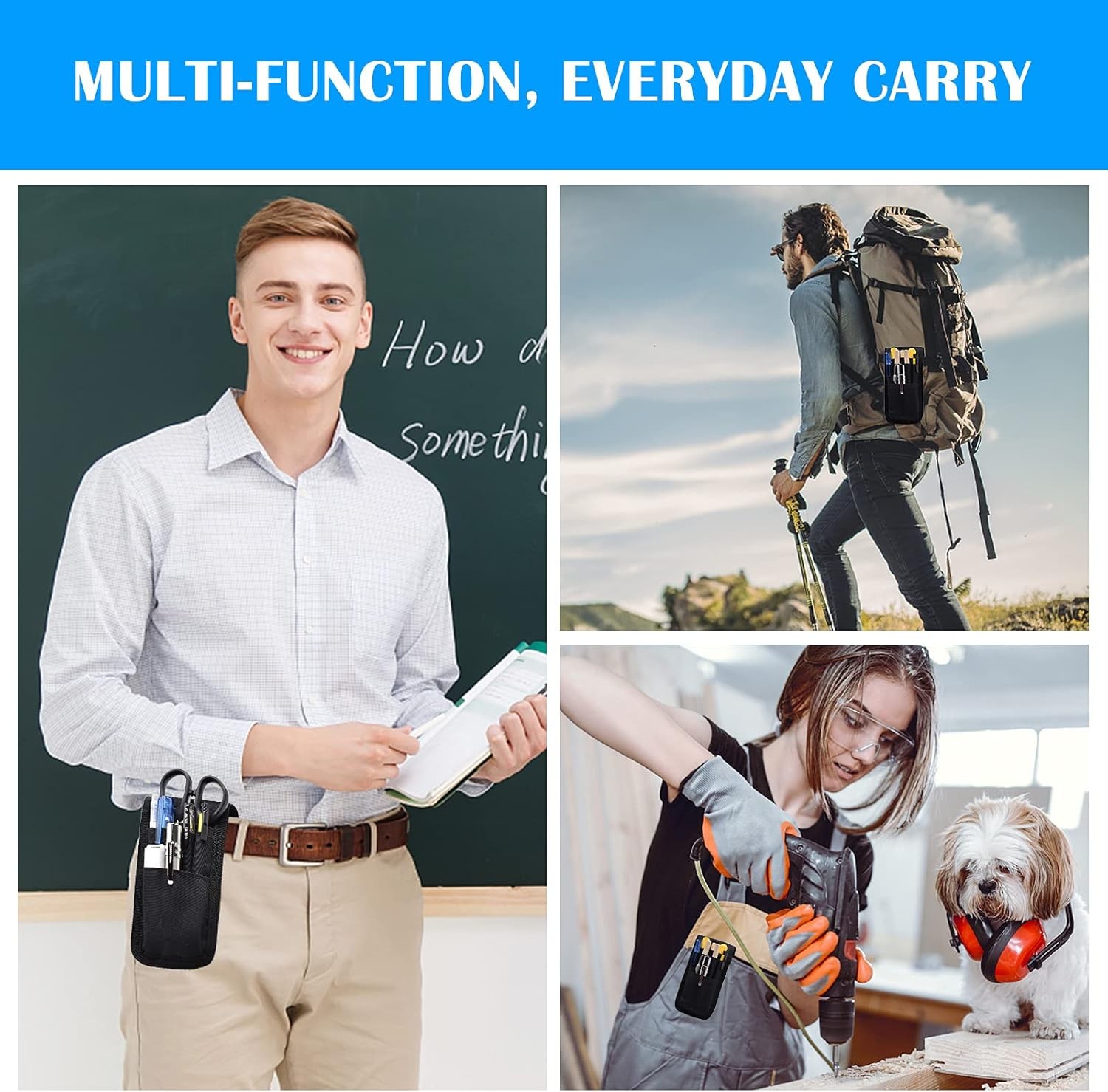Durable Utility Holster Pouch for Pens Tools Easy Clip On Belt or Bag