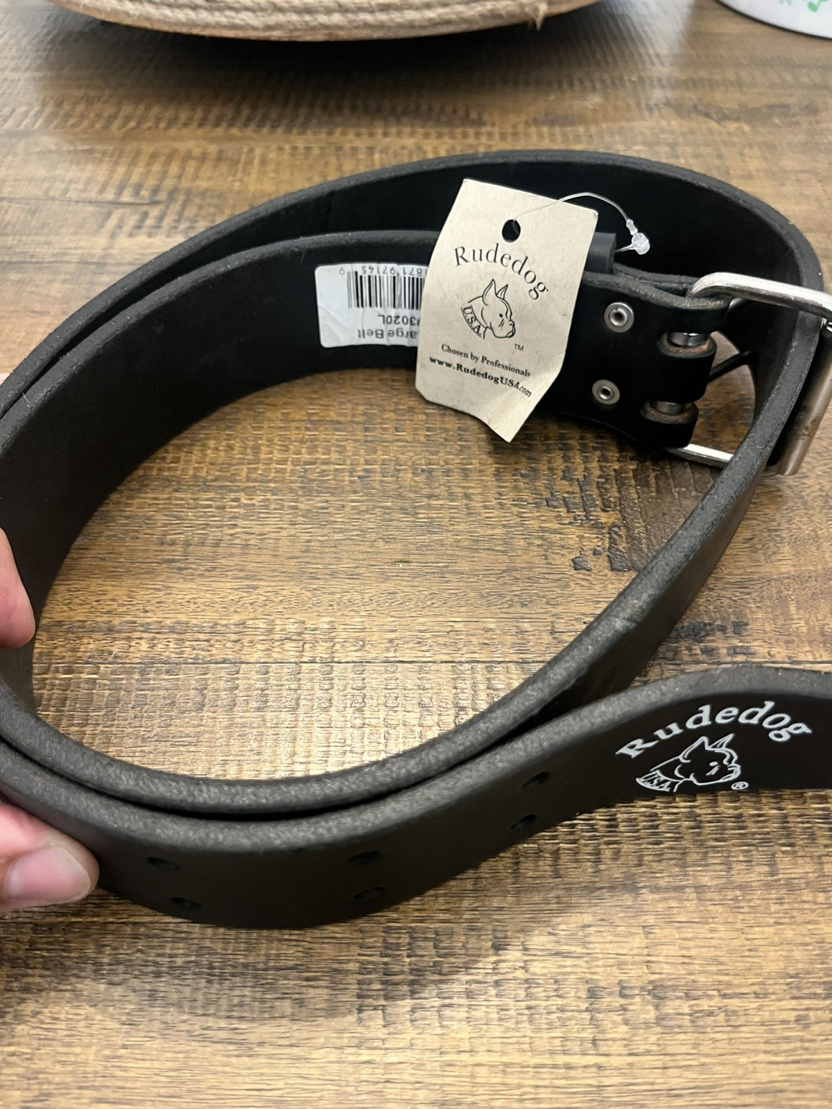 Handmade Rudedog USA 2” Large Black Leather Belt Adjustable 3020L
