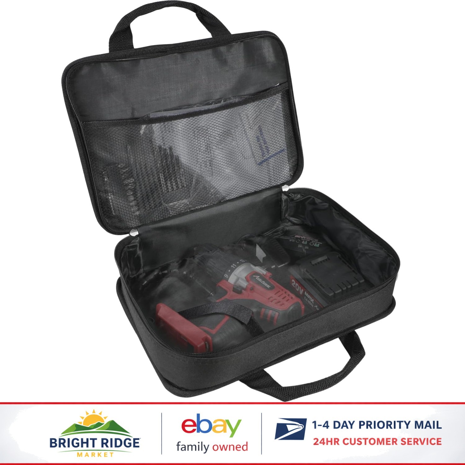 Portable Tool Storage Case with Double Zipper and Non-Collapsible Design