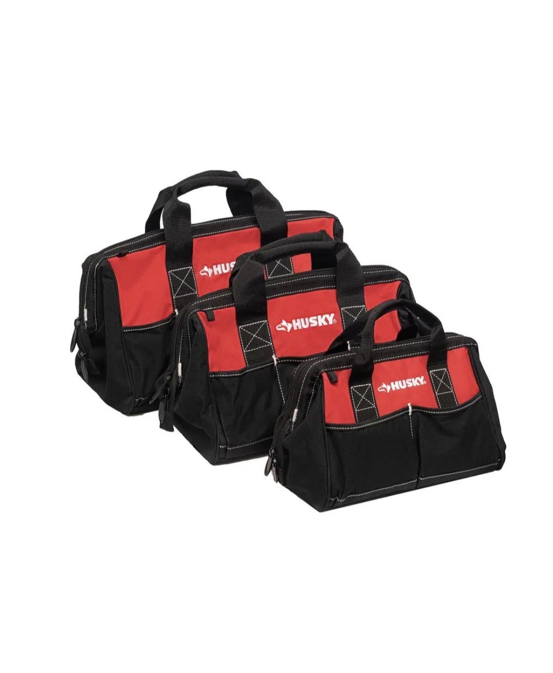 Husky 3 Tool Bag Combo Set -12 inch 15 Inch and 18 inch Bags Water Resistant
