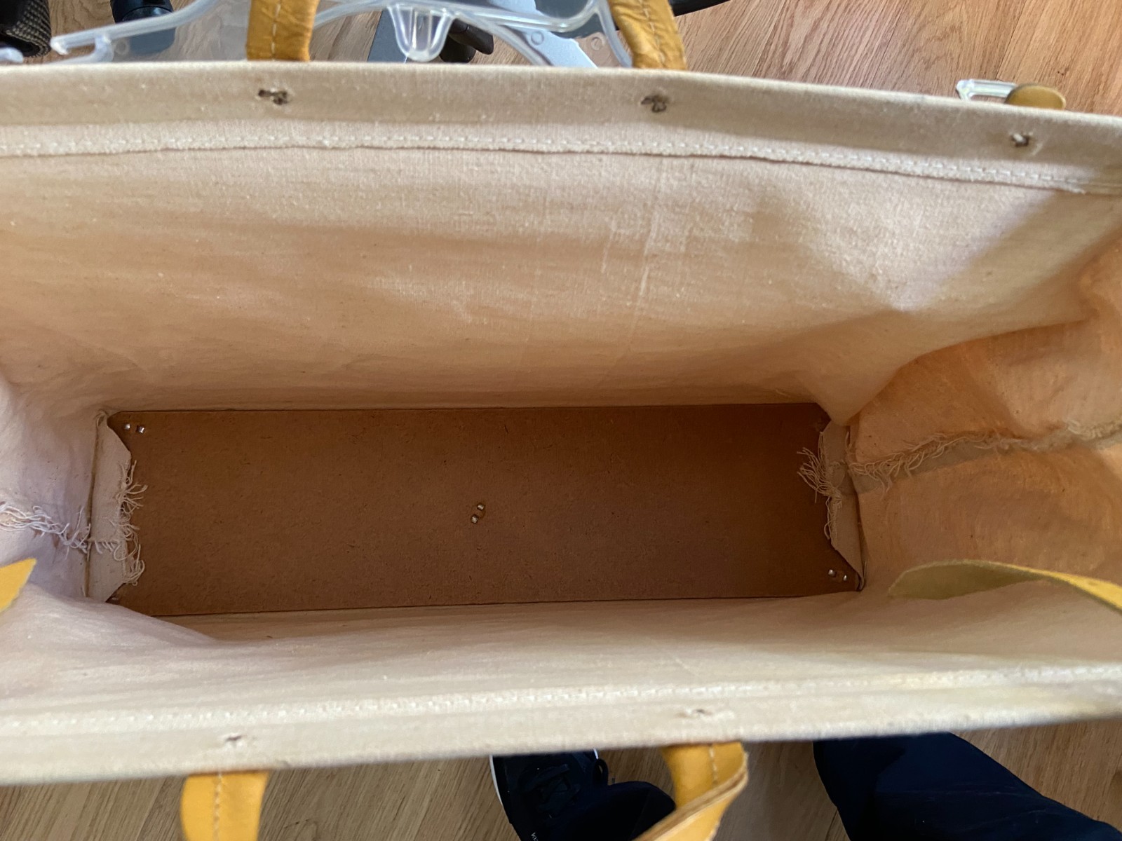 Vintage Lineman Utility Tool Bag Canvas Riveted Leather Handles Solid Bottom