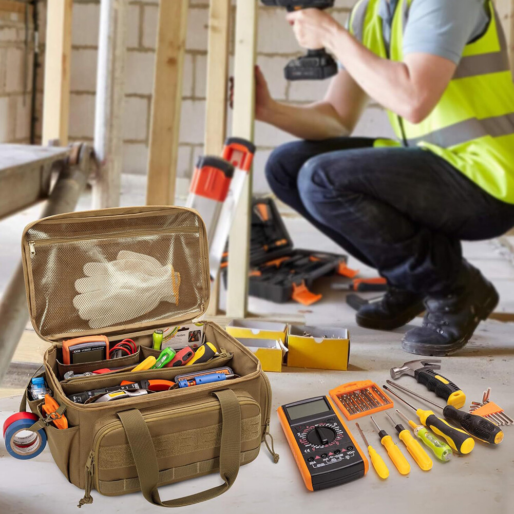 14 Inch Heavy Duty Tool Bag with 5 Pockets Tool Tote Bag for Multi-Purpose Work