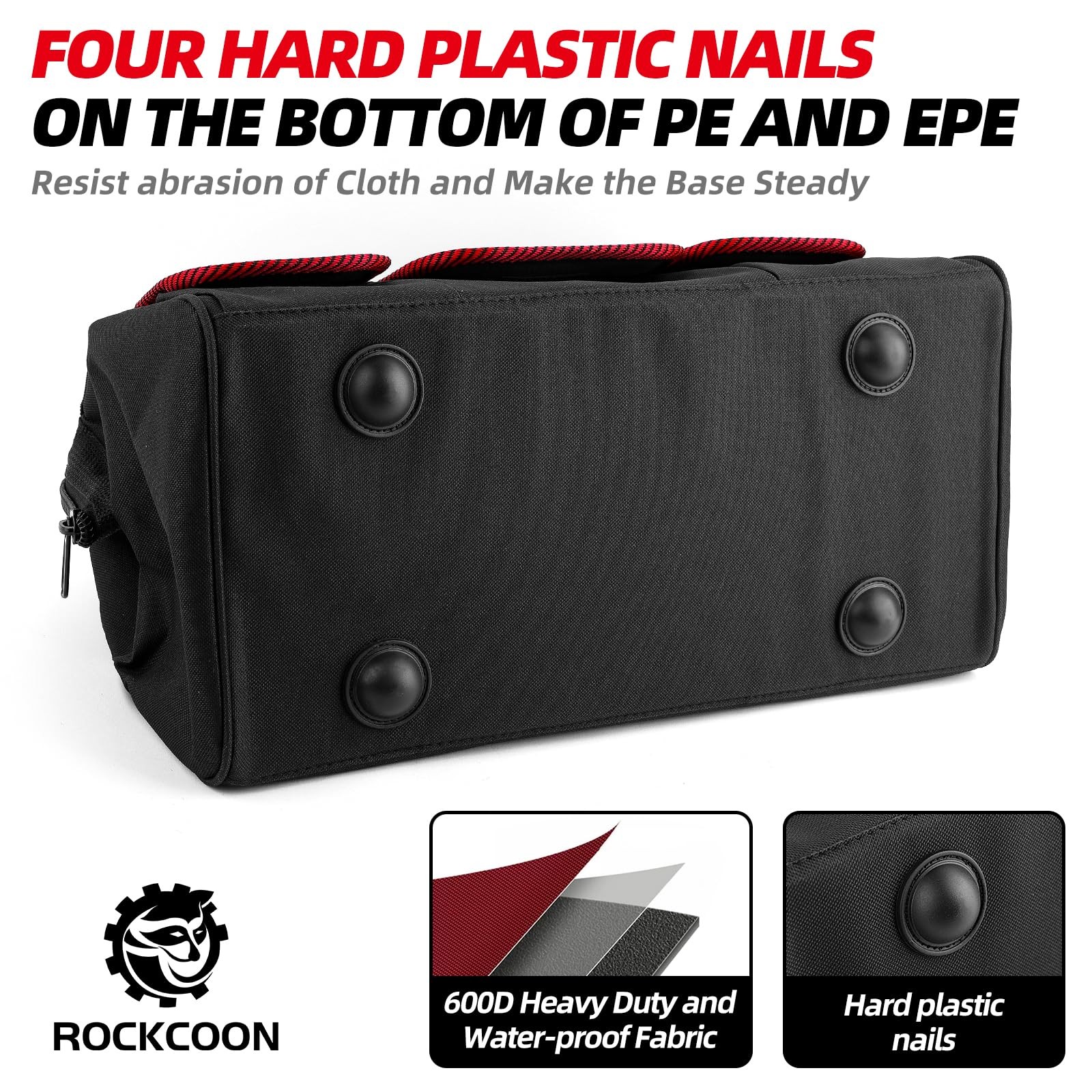 ROCKCOON Tool Bag 16”, Multi-pocket Organizer with Shoulder Strap, Red