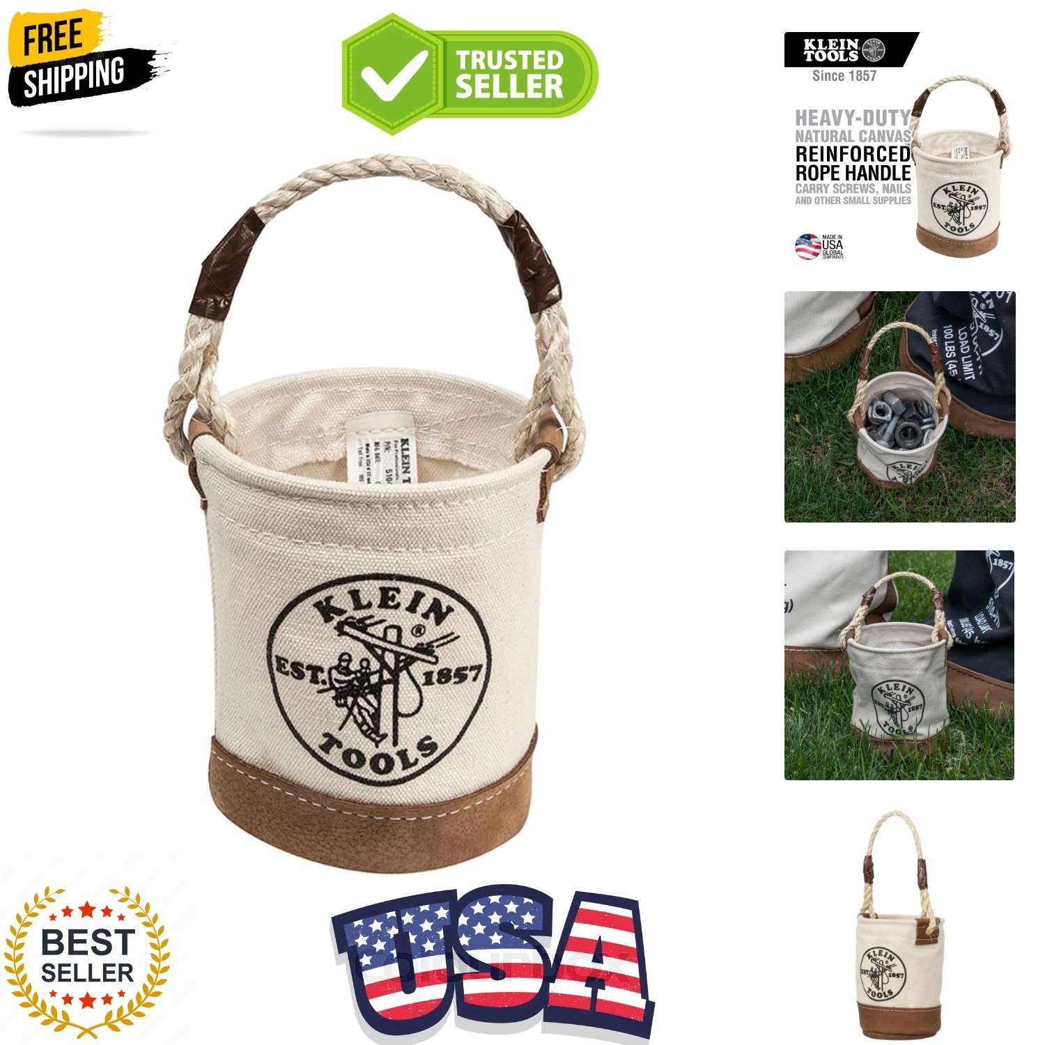 5104MINI Mini Tool Bucket, All-Purpose Tool Bucket with Leather-Bottom, Nuts …