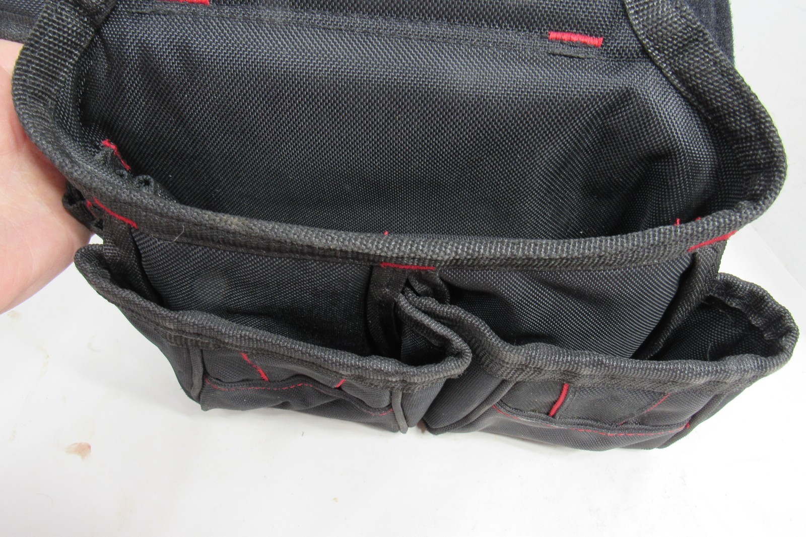 Husky Maintenance Tool Belt Pouch 3-Pocket Polyester Black Back Flap Design