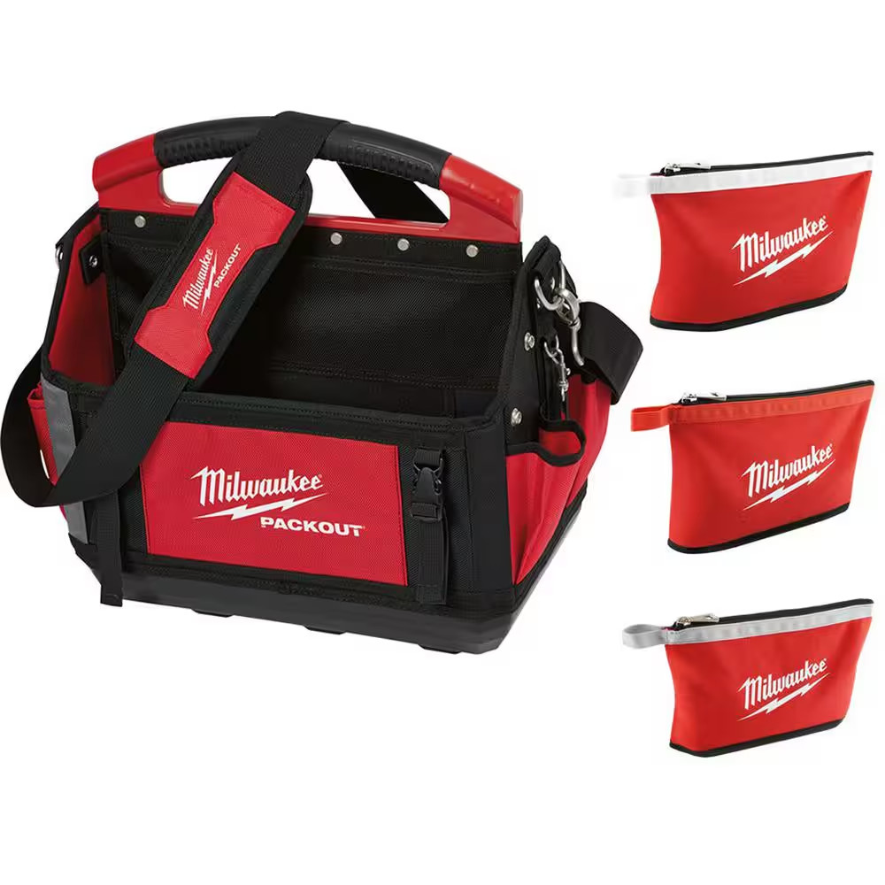 15 In. PACKOUT Tote with Zipper Tool Bags in Multi-Color (3-Pack)