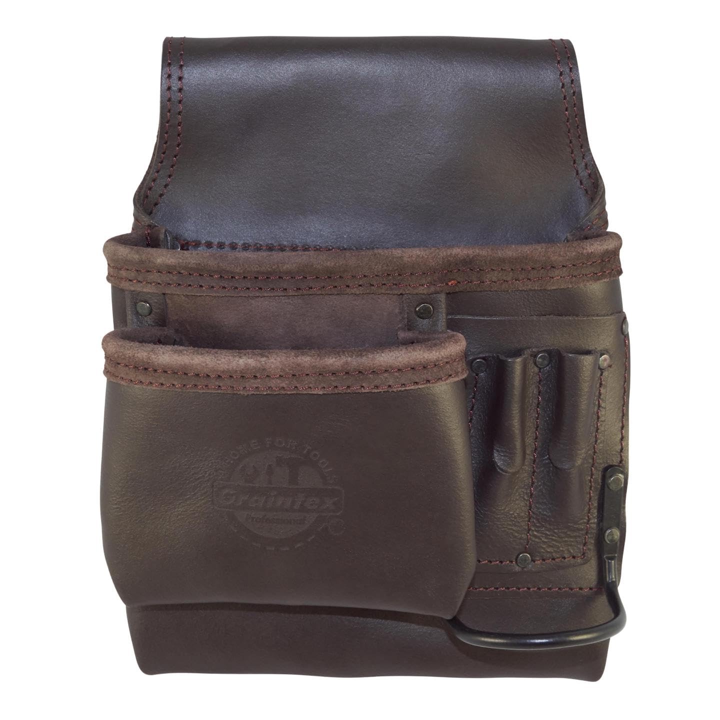 Graintex OS2202 5 Pocket Left Handed Oil Tanned Leather Nail & Tool Pouch Dark B