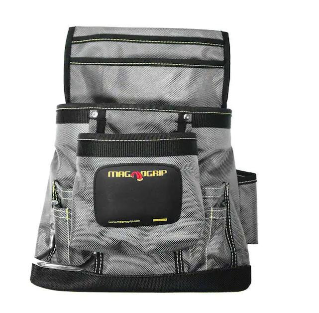 Magnogrip 11 in. 10-Pocket Platinum Magnetic Tool Pouch with Belt