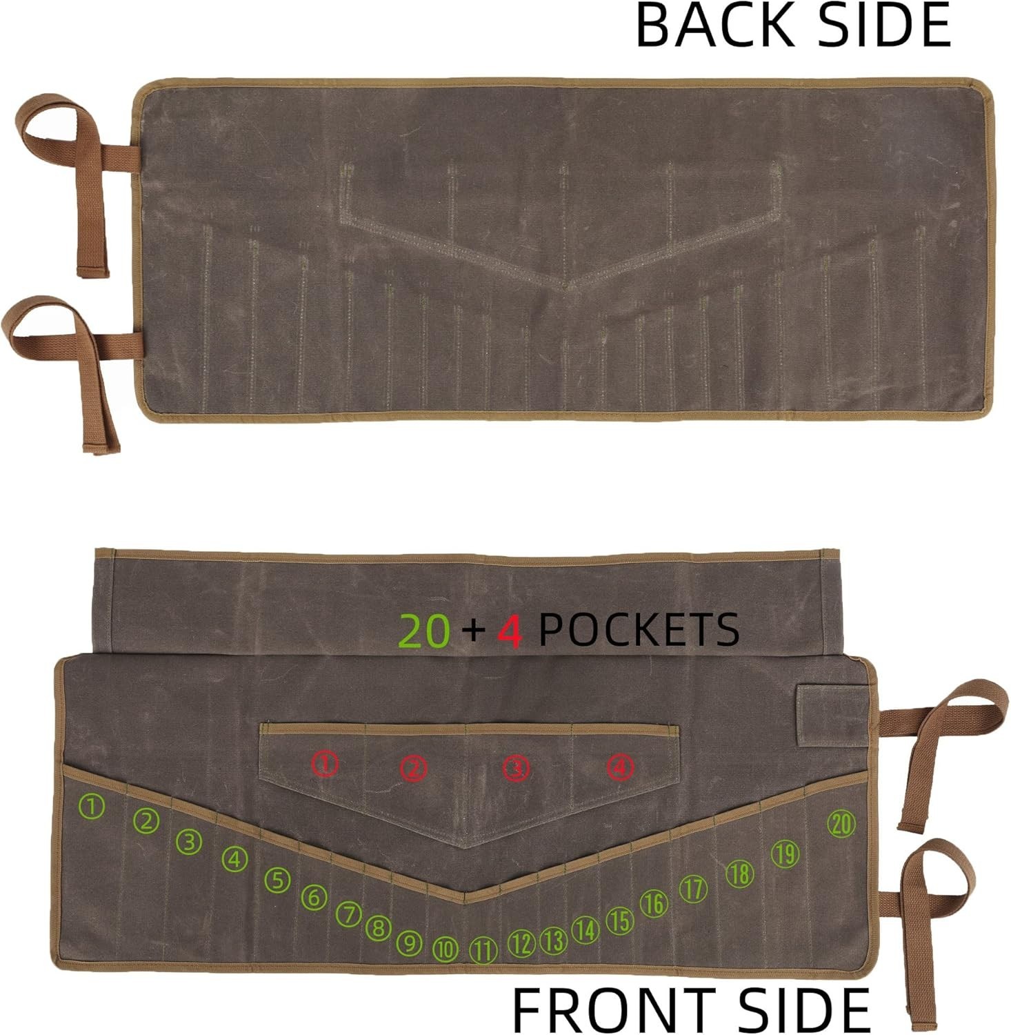 Waterproof and Scratchproof 24 Pocket Wrench Roll Organizer – 33.5 x 13.5 in